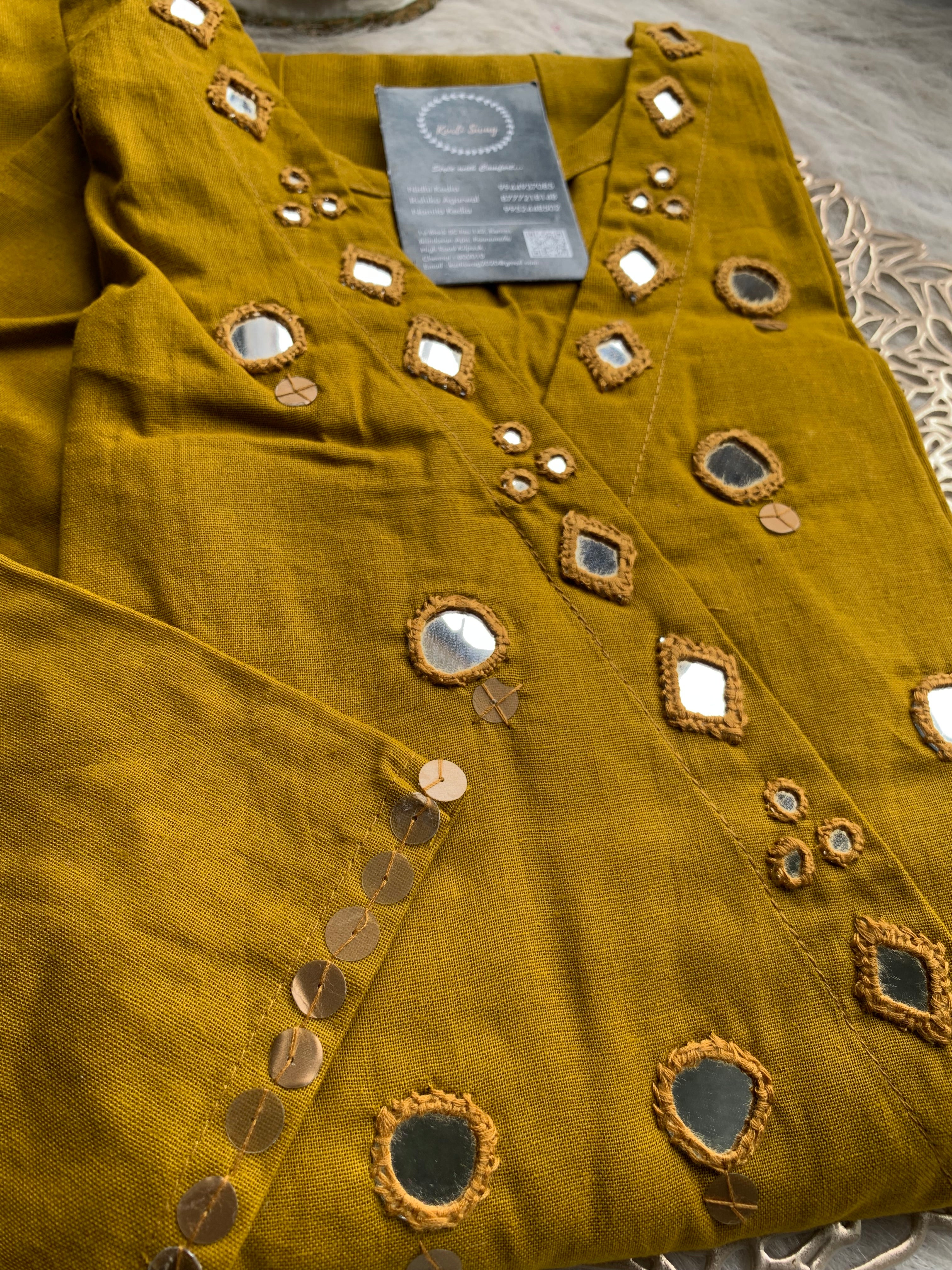 “SAANJH” Premium Mirror Work Cotton Kurta and Pant Set | KurtiSwag