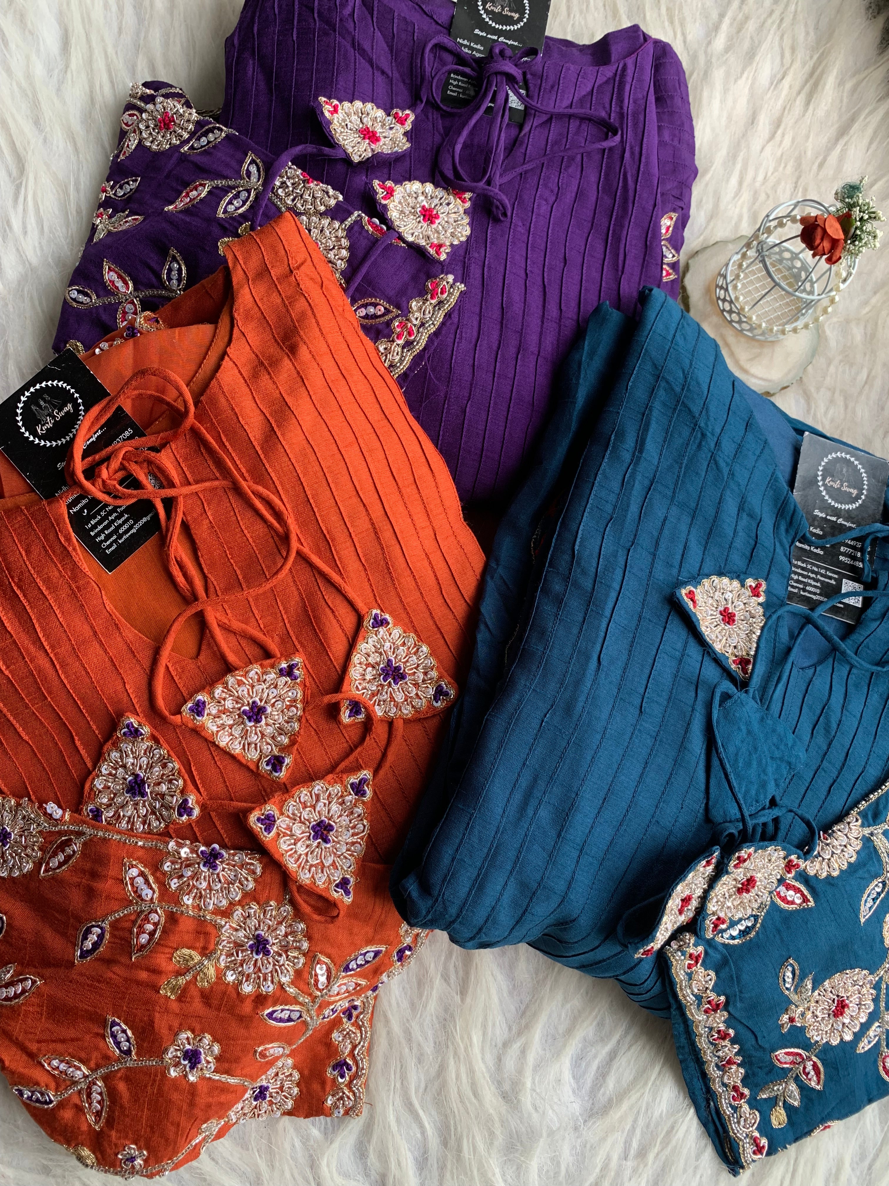 “SON CHIDYA” Premium Dola Silk Kurta With Handwork | KurtiSwag