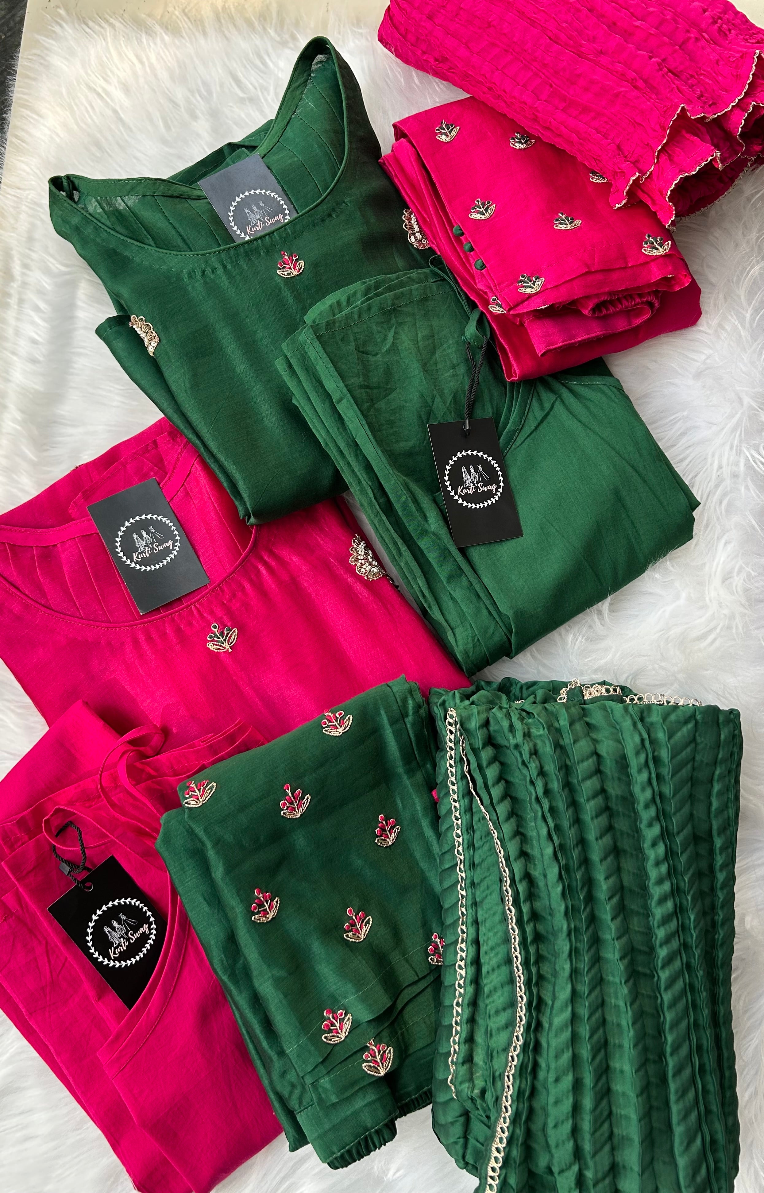 “SHAMA” Pure Chanderi Festive Wear Suit Set ✨🩷 | KurtiSwag