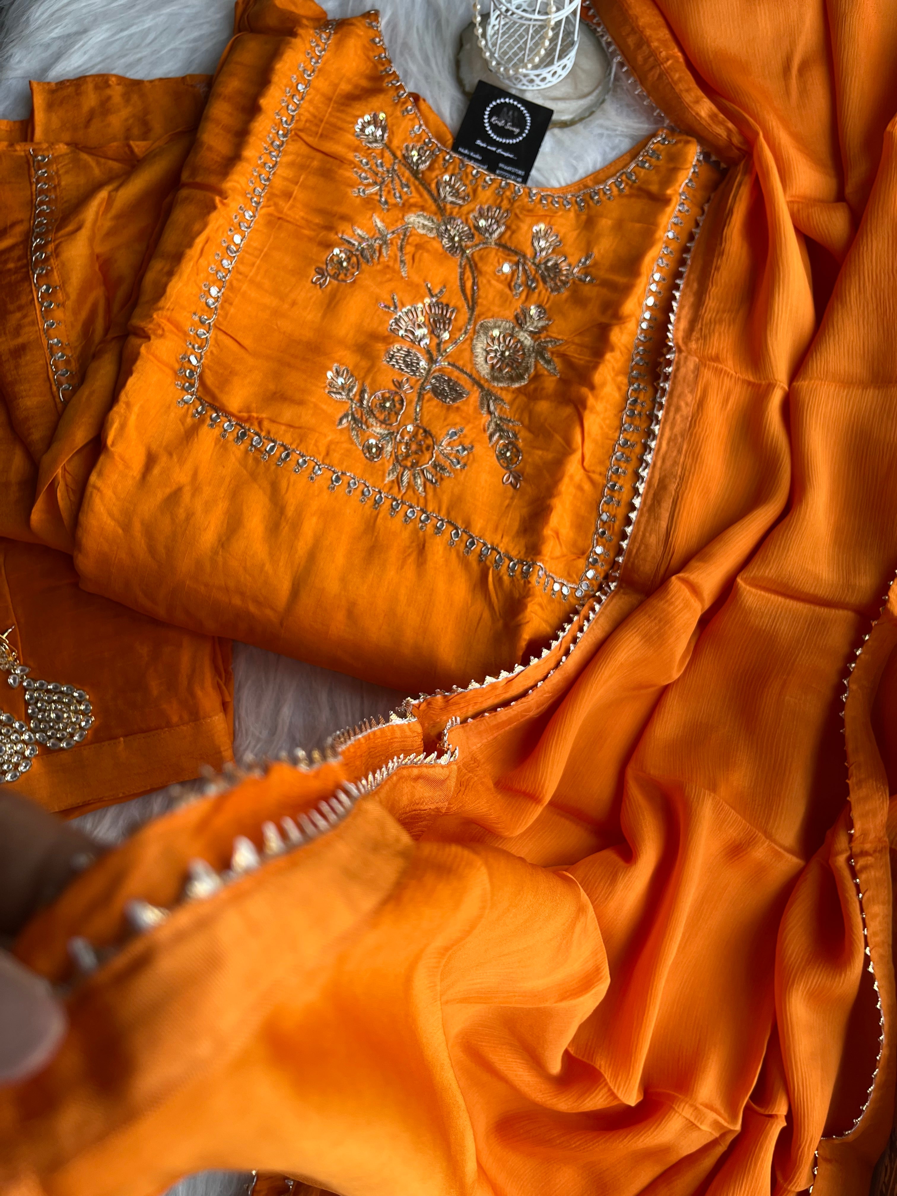“AUBURN” Premiun Kurti Full set In Orange ✨ | KurtiSwag