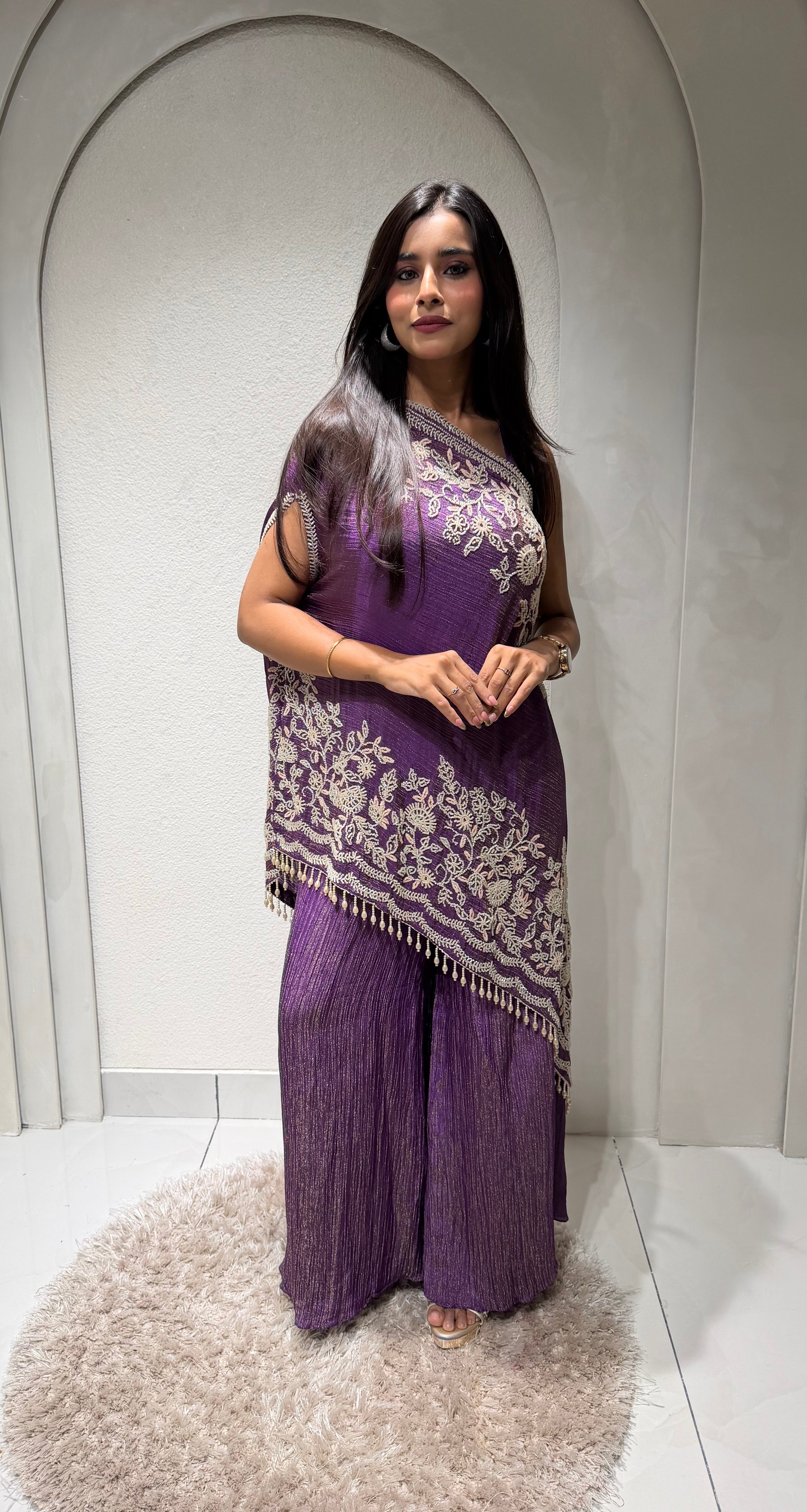 “ELIZEH” Indo Western Set With One Shoulder Cape ✨ | KurtiSwag