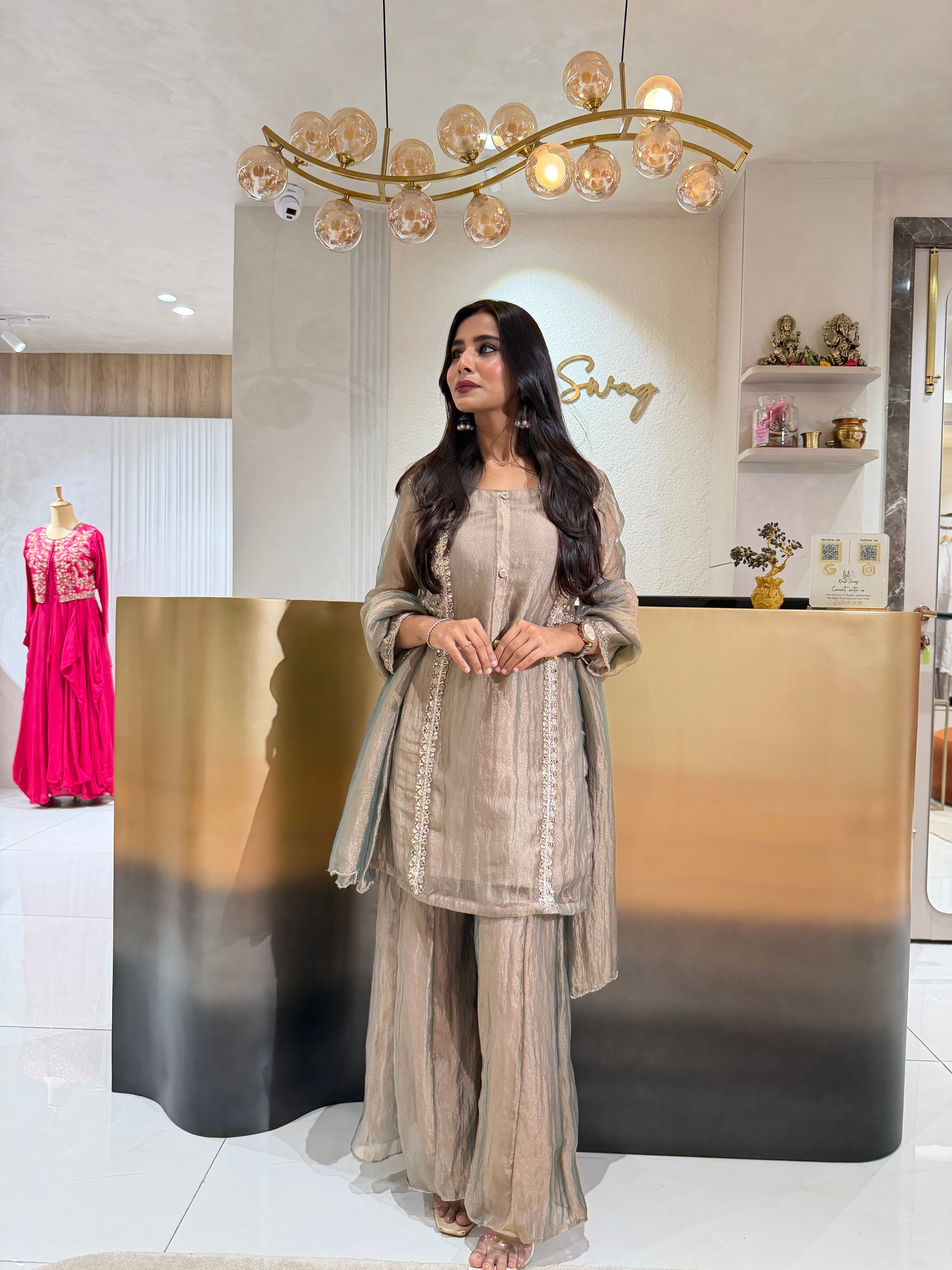 “KAJOL” Premium Glass Tissue Sharara Set ✨ | KurtiSwag