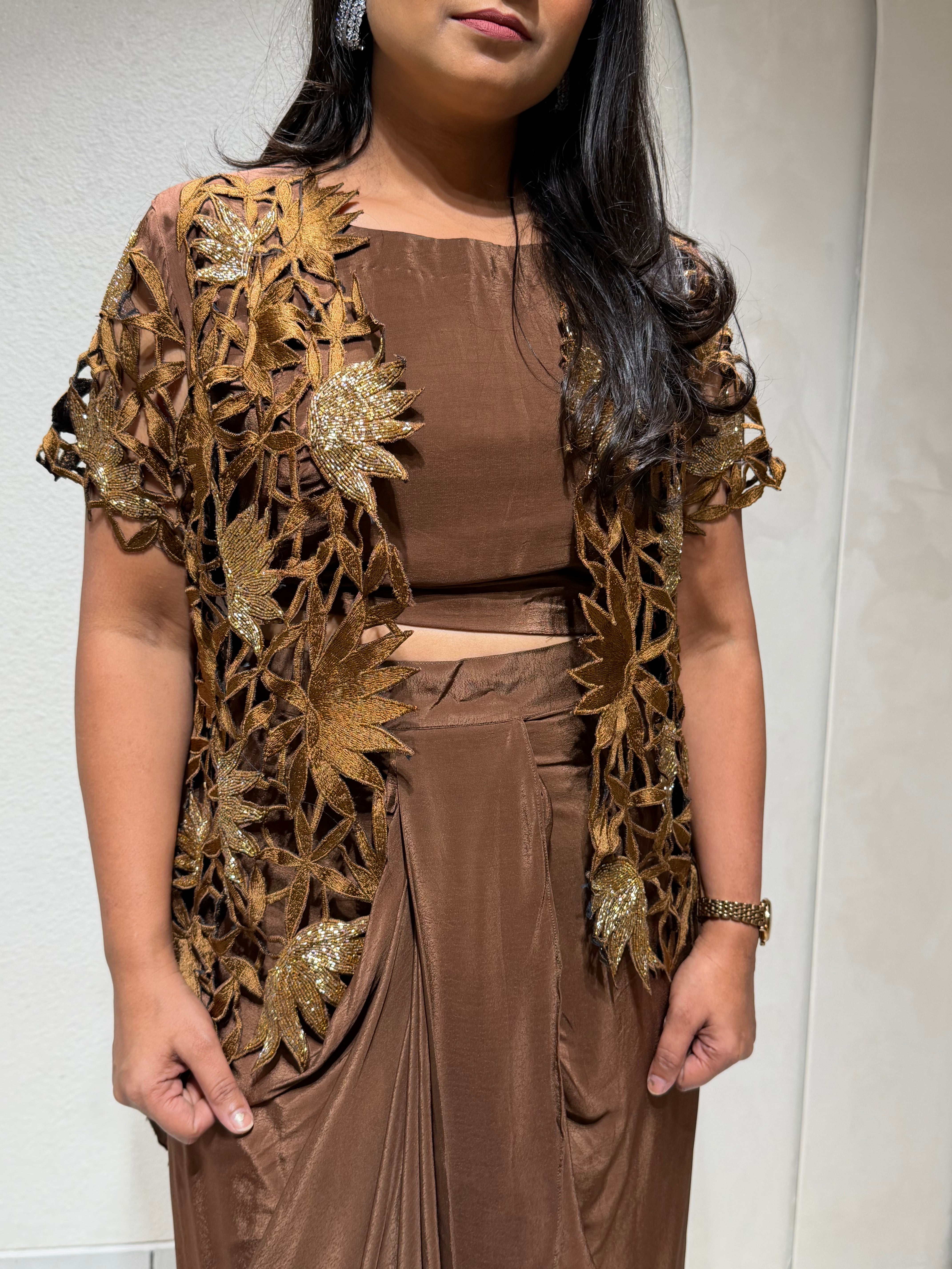 “SHRAVYA” Indo Western Shiloutte With Drape Skirt and Jacket💕✨ | KurtiSwag