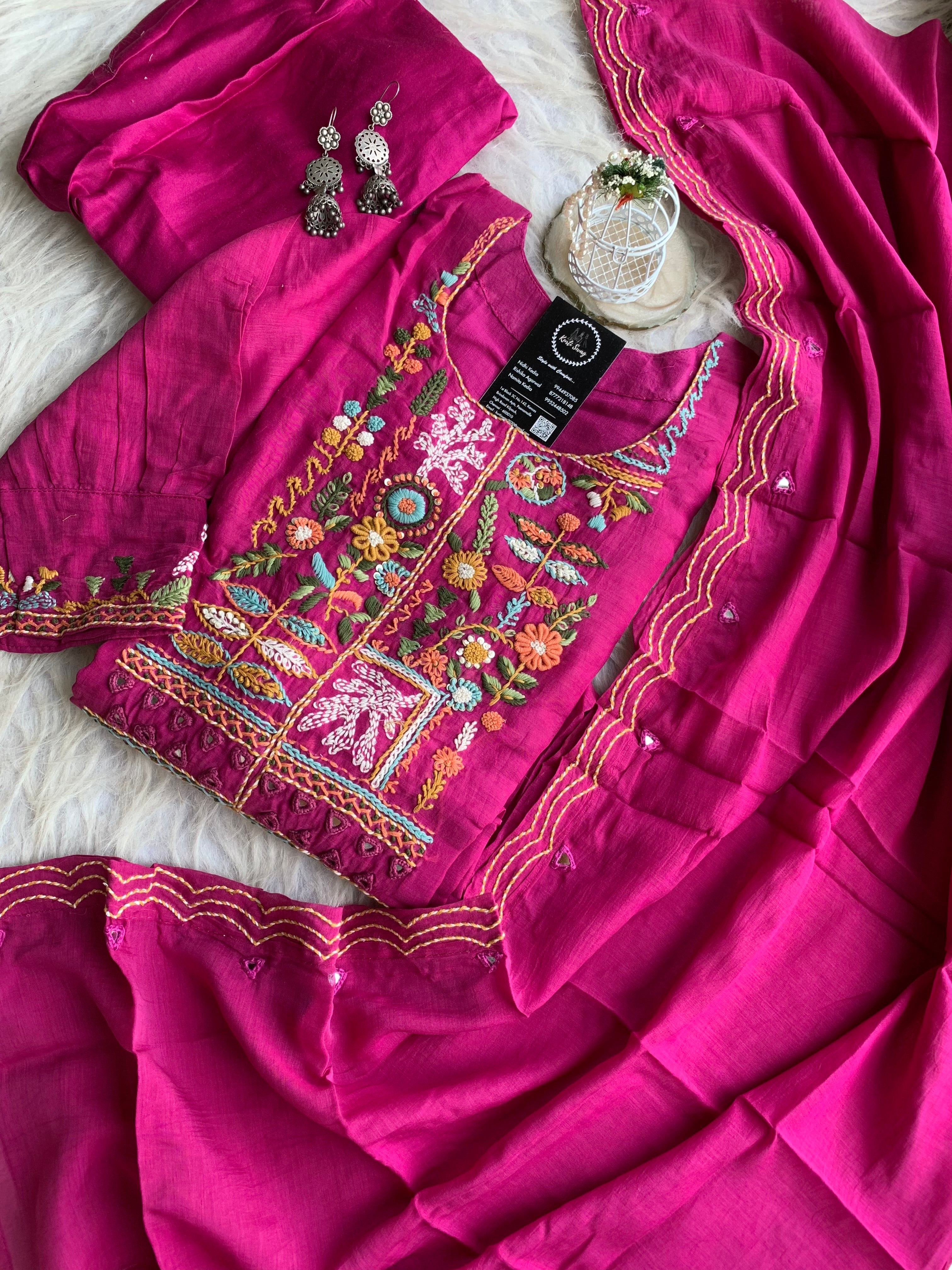 “ALANKAAR” Premium Mul Chanderi Thread Embroidered Suit Set ✨❤️✨ | KurtiSwag