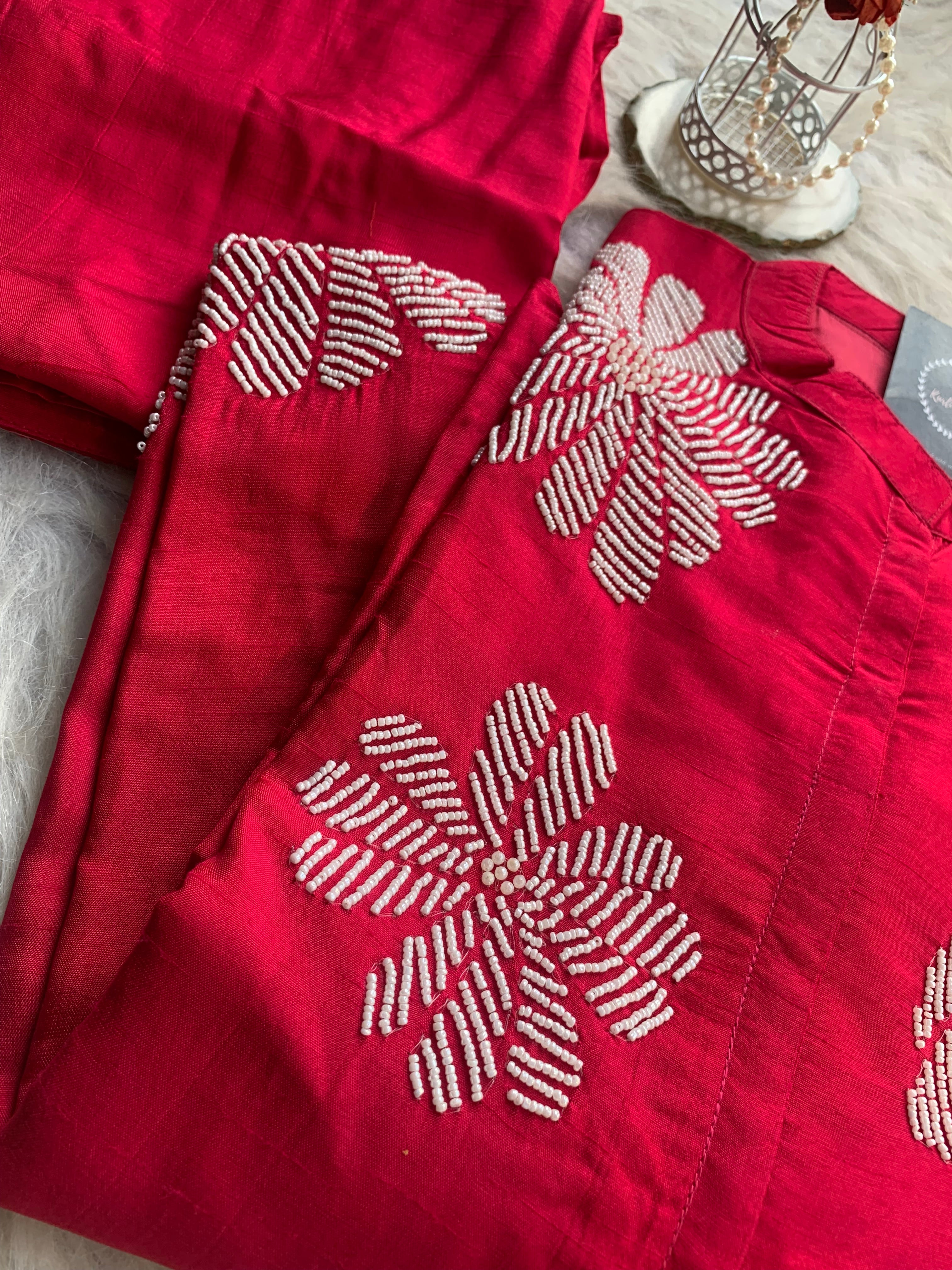 “ SANTOOR” Premium Dola Silk With Pearl Embellished Coord Set ✨💕 | KurtiSwag