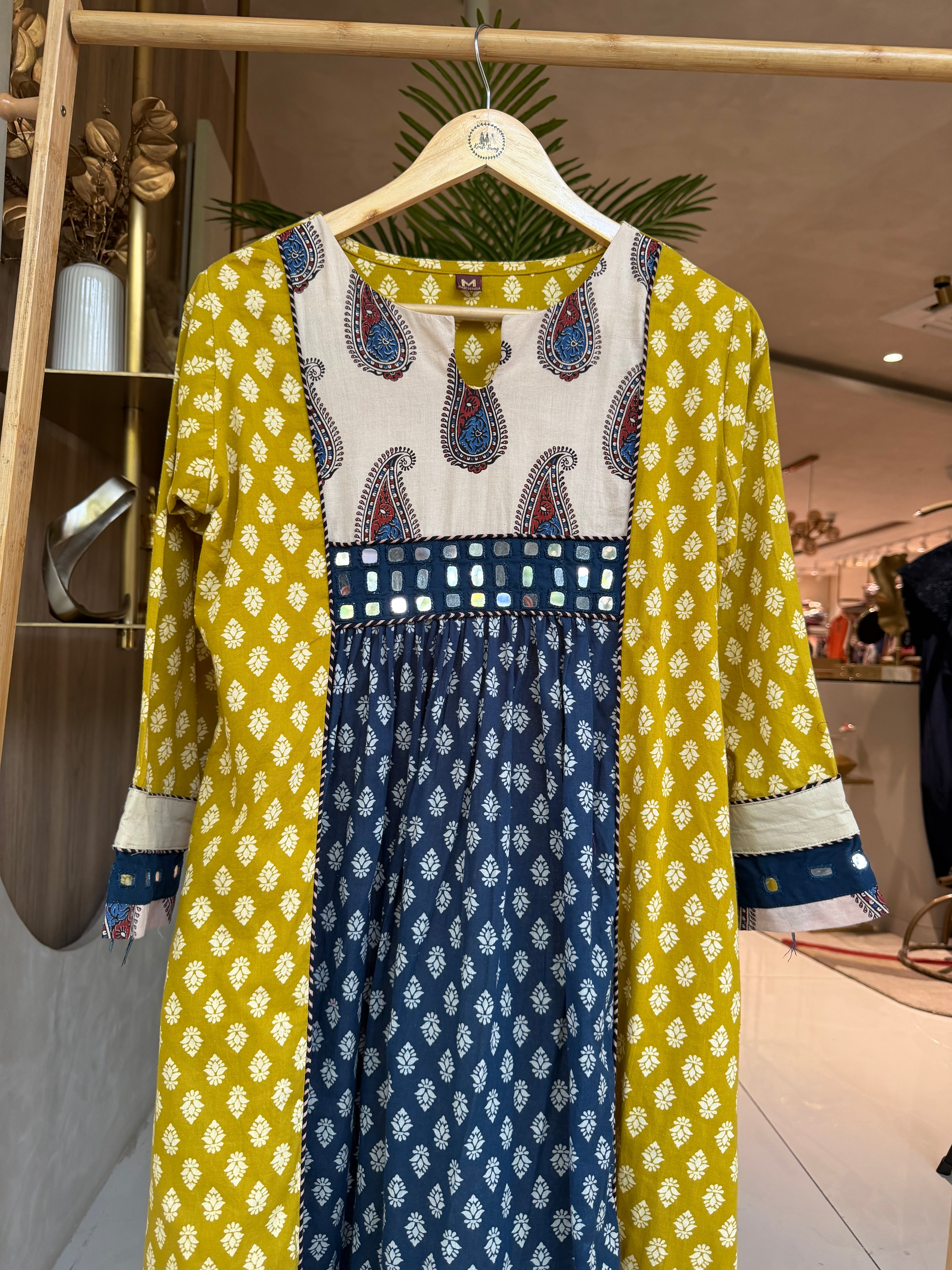 “AJRAKH MIRROR” Cotton Dress 👗 | KurtiSwag
