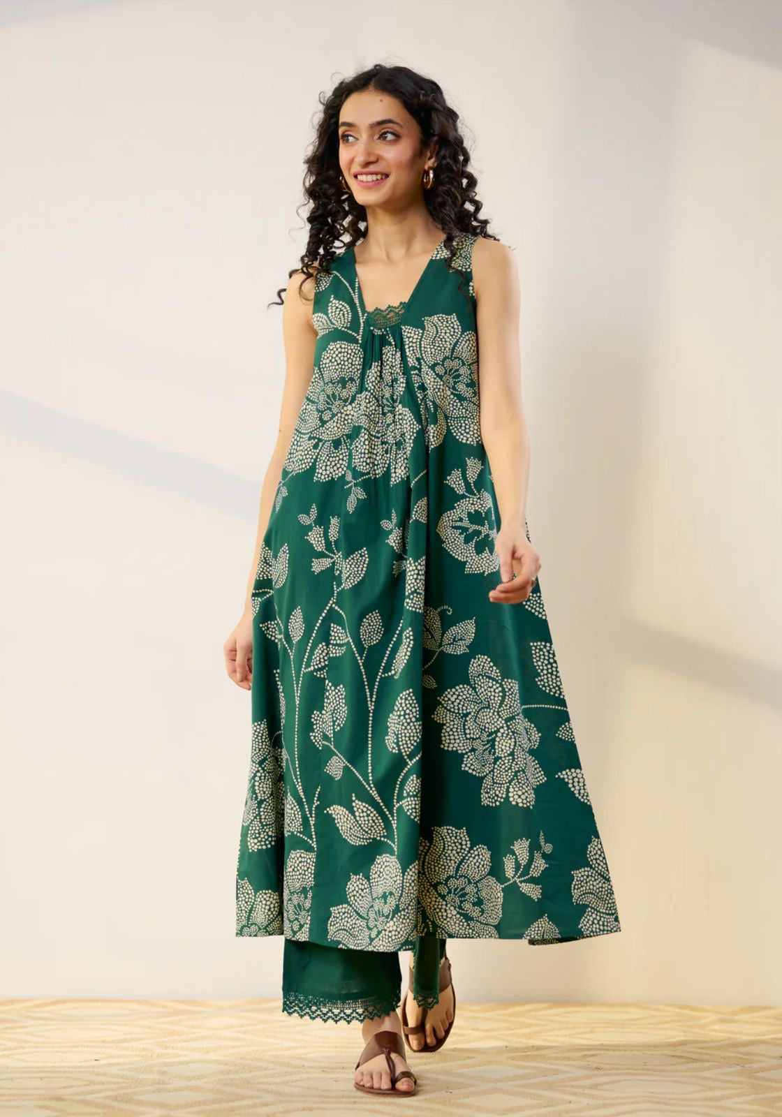 "TAMANA" Printed Sleeveless Cotton Kurta Pant Set ☀️ | KurtiSwag