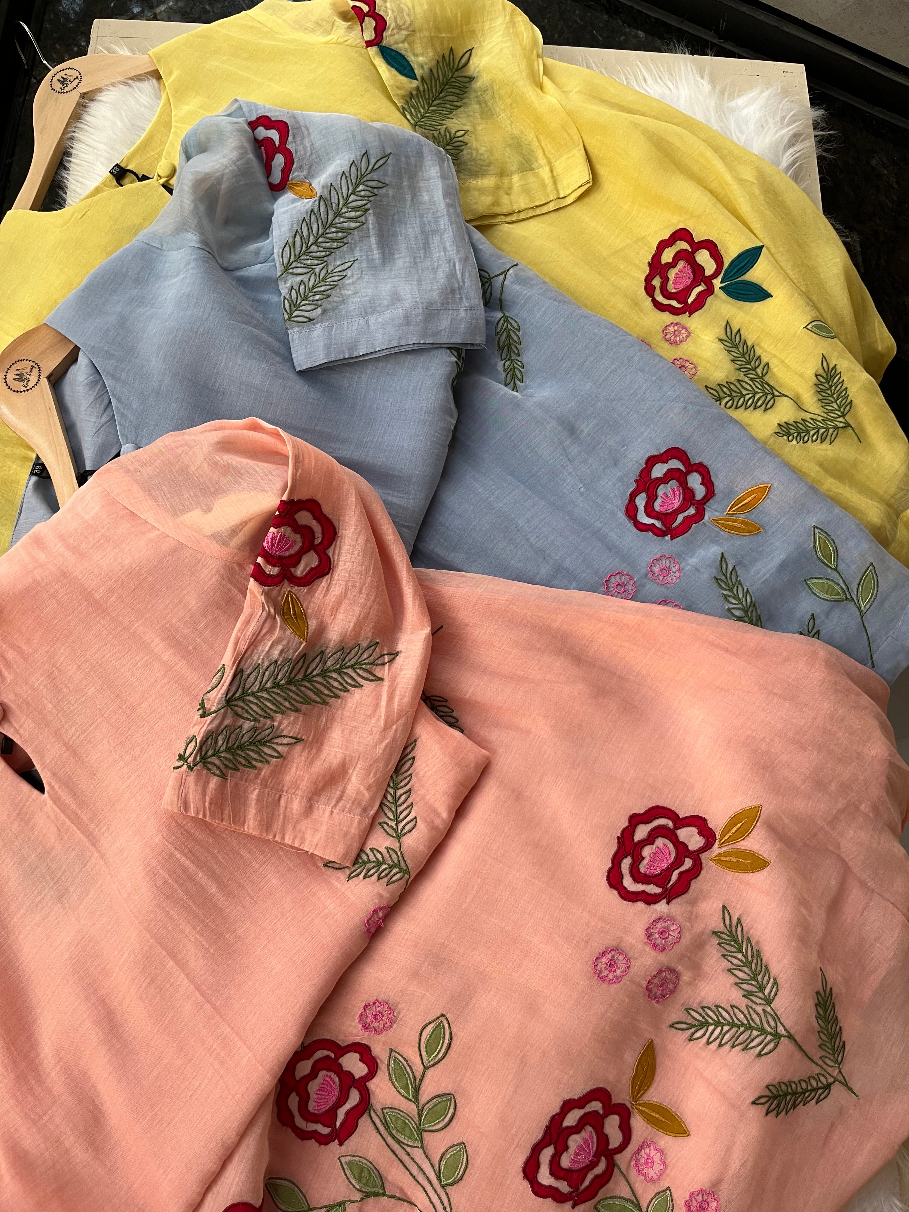 “BLOSSOM” Mul Chanderi A Line Kurta Pant Set ✨ | KurtiSwag