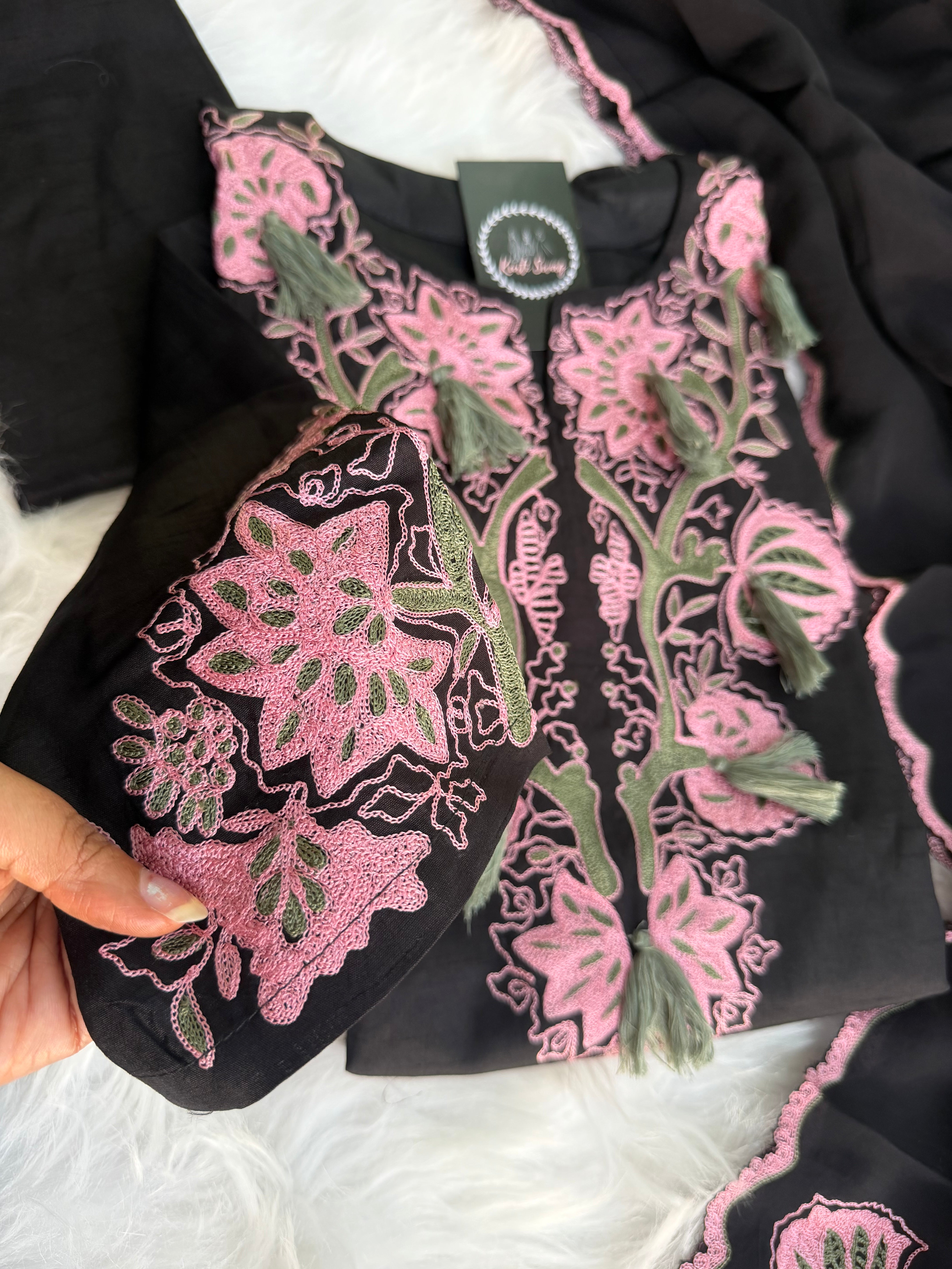 “BLUSH ON BLACK” Dola Silk Suit Set 💕✨ | KurtiSwag