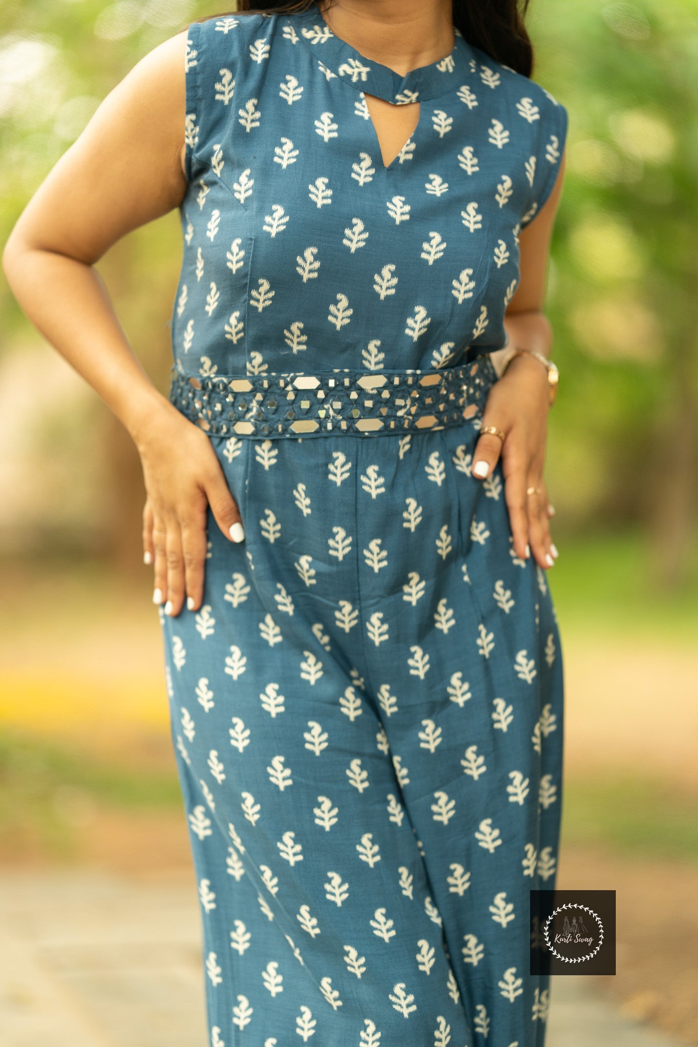 “KHUSHI” Pure Muslin Jumpsuit With Mirror Belt ✨💕 | KurtiSwag