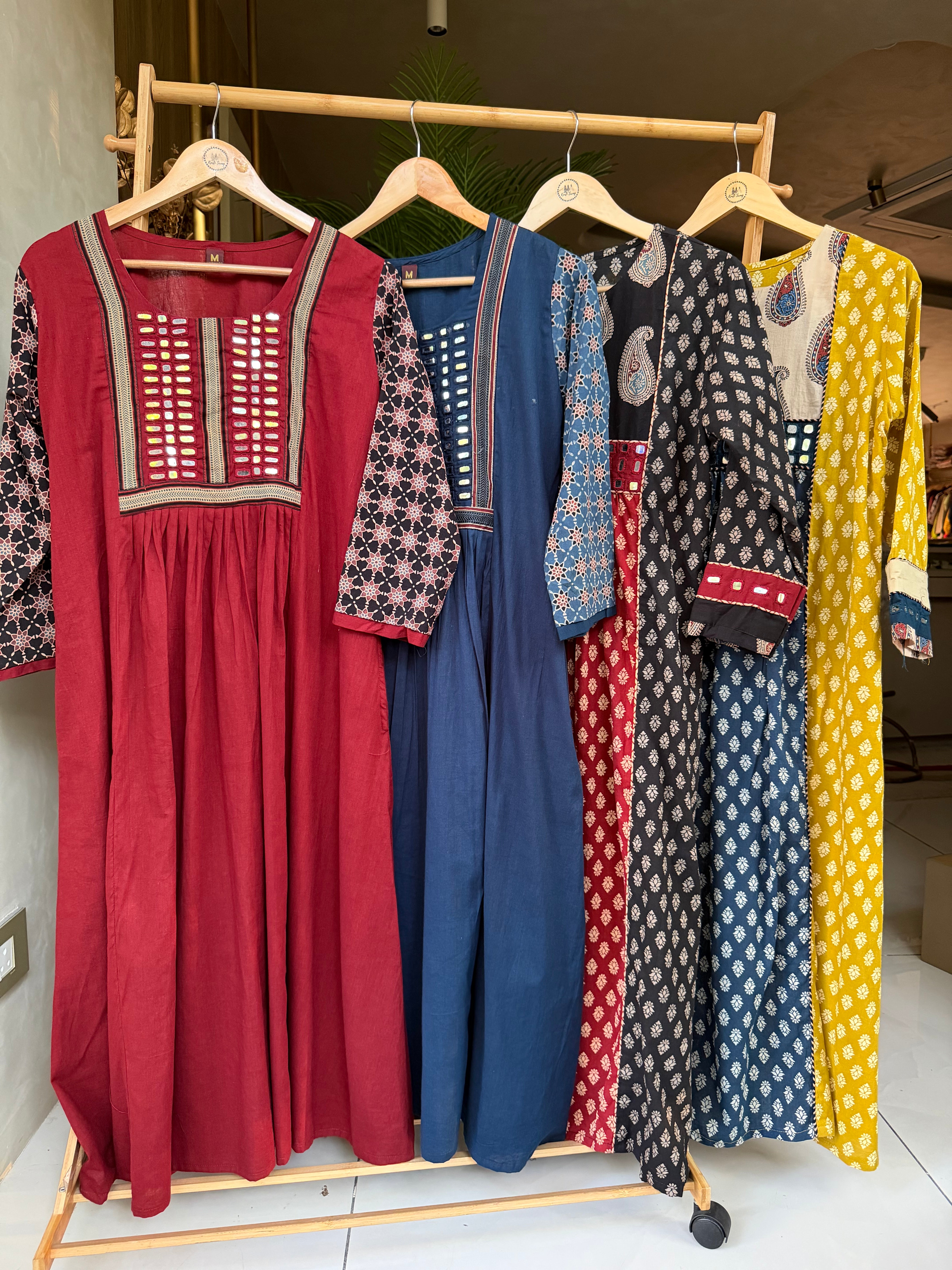 “AJRAKH MIRROR” Cotton Dress 👗 | KurtiSwag