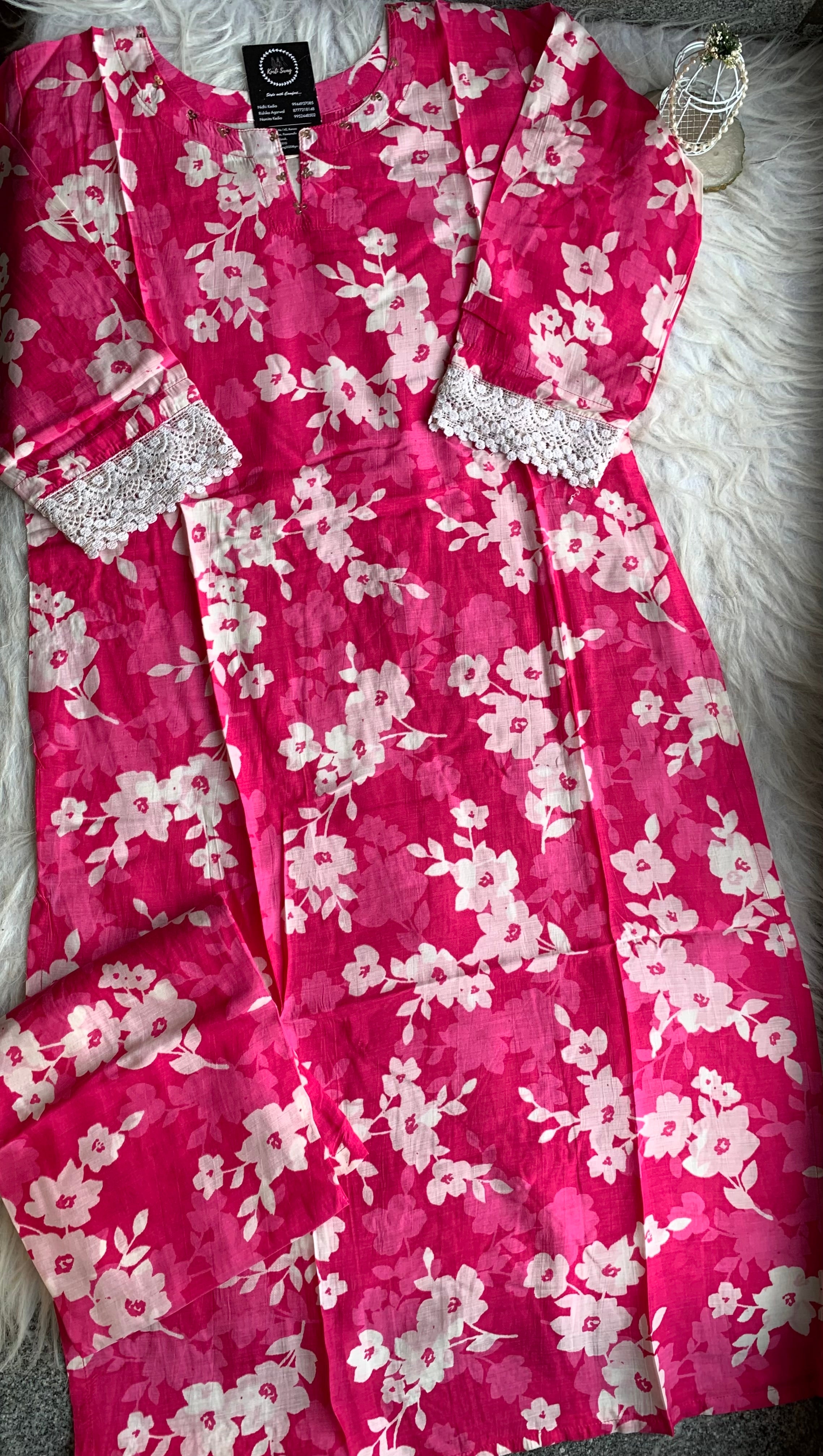 “SUNAINA” Floral Muslin Kurta Pant Set ✨ | KurtiSwag