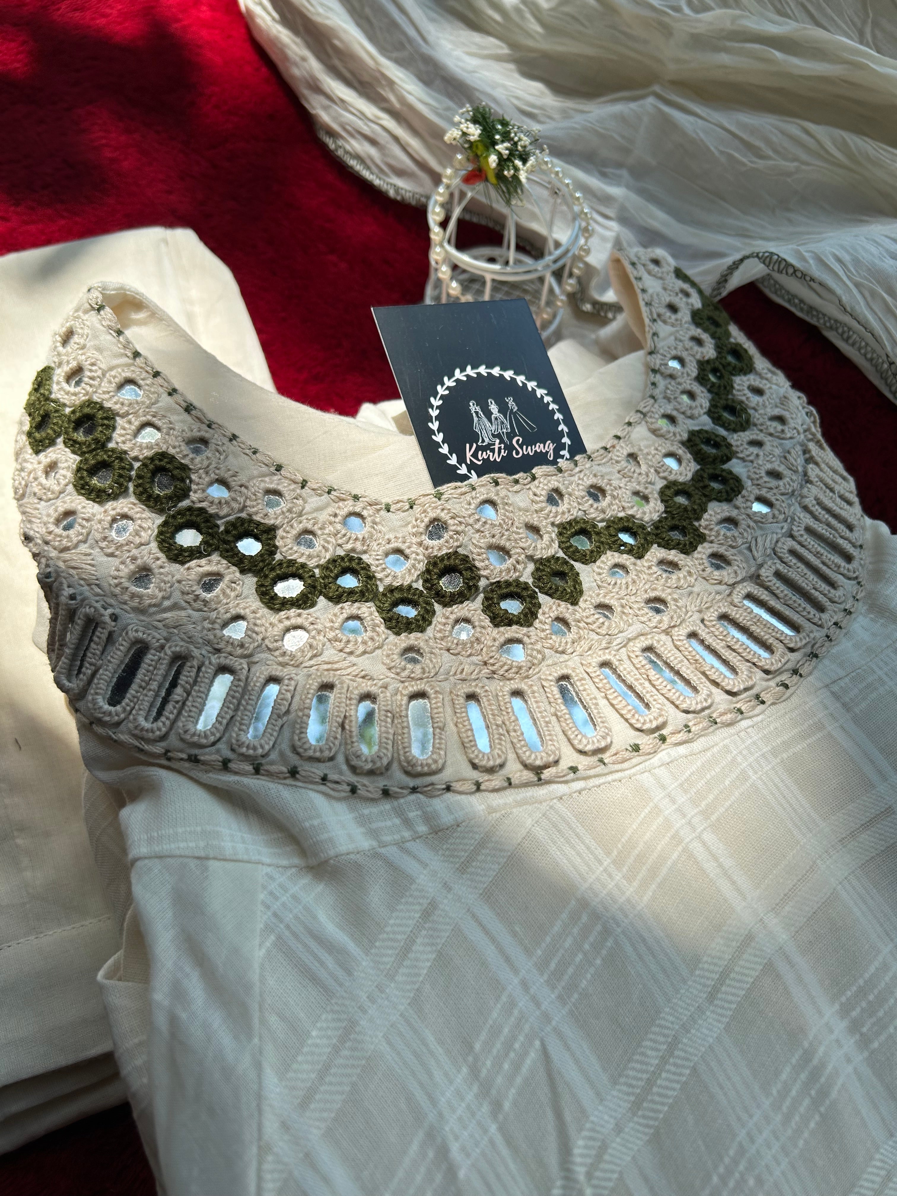“IRANI” Premium Mul Chanderi Mirror Work Suit Set ✨ | KurtiSwag