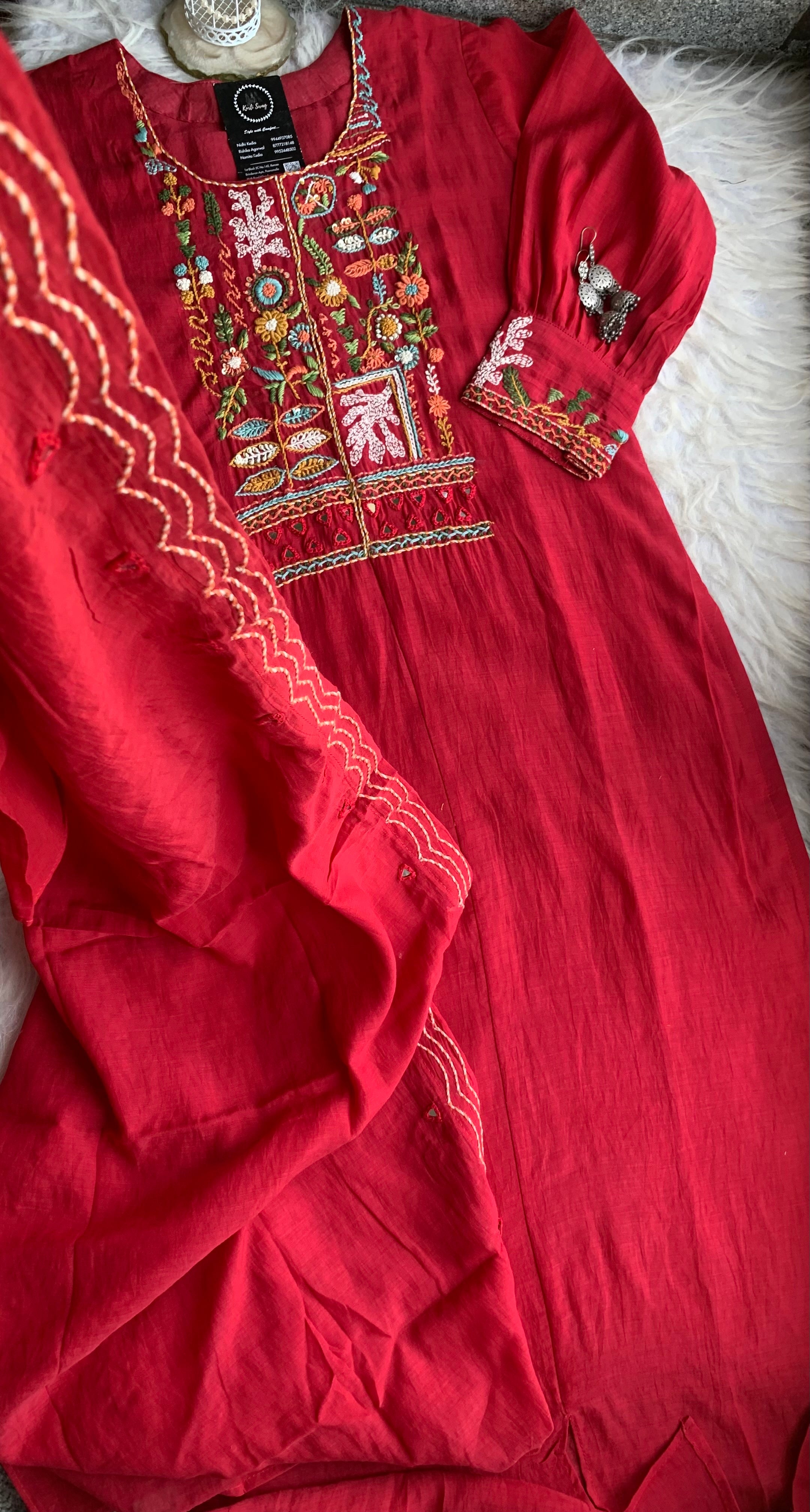 “ALANKAAR” Premium Mul Chanderi Thread Embroidered Suit Set ✨❤️✨ | KurtiSwag