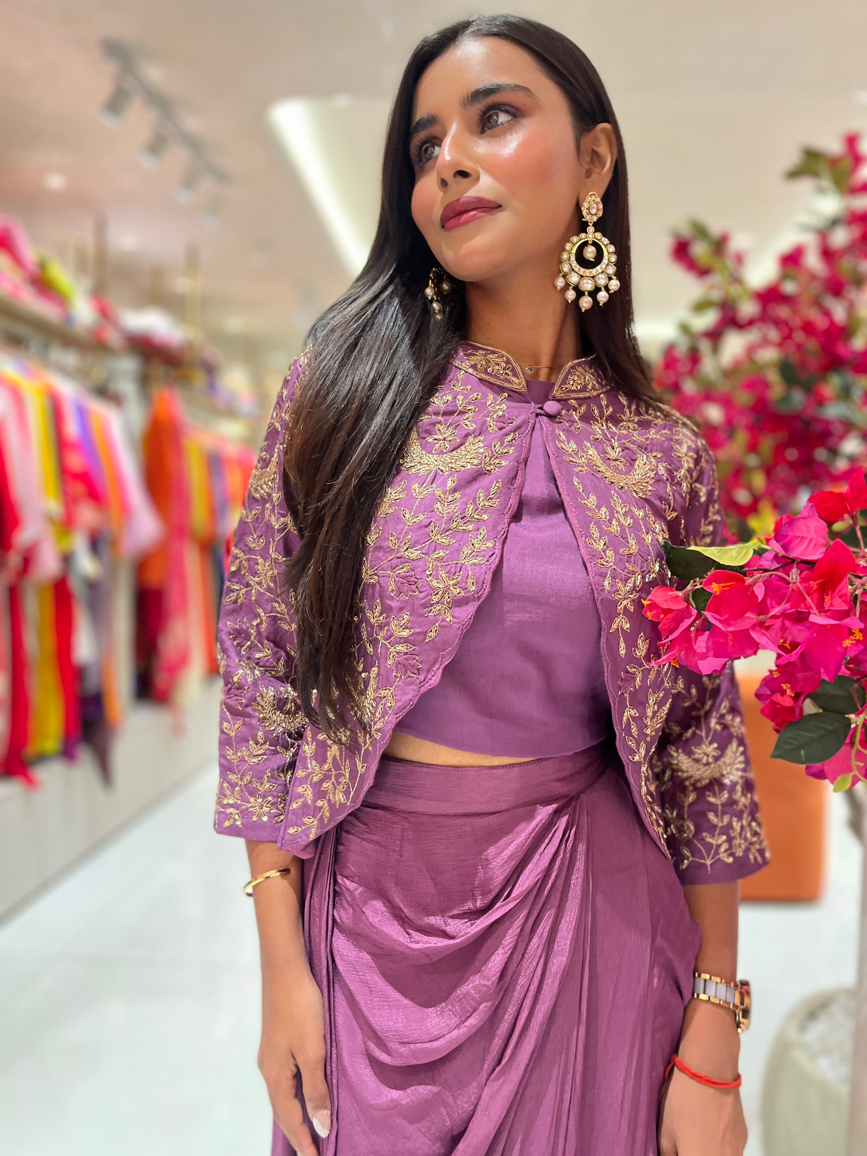 “ KAAVYA” Indo Western Fits With Zardosi Jacket & Drape Skirt ✨💕 | KurtiSwag