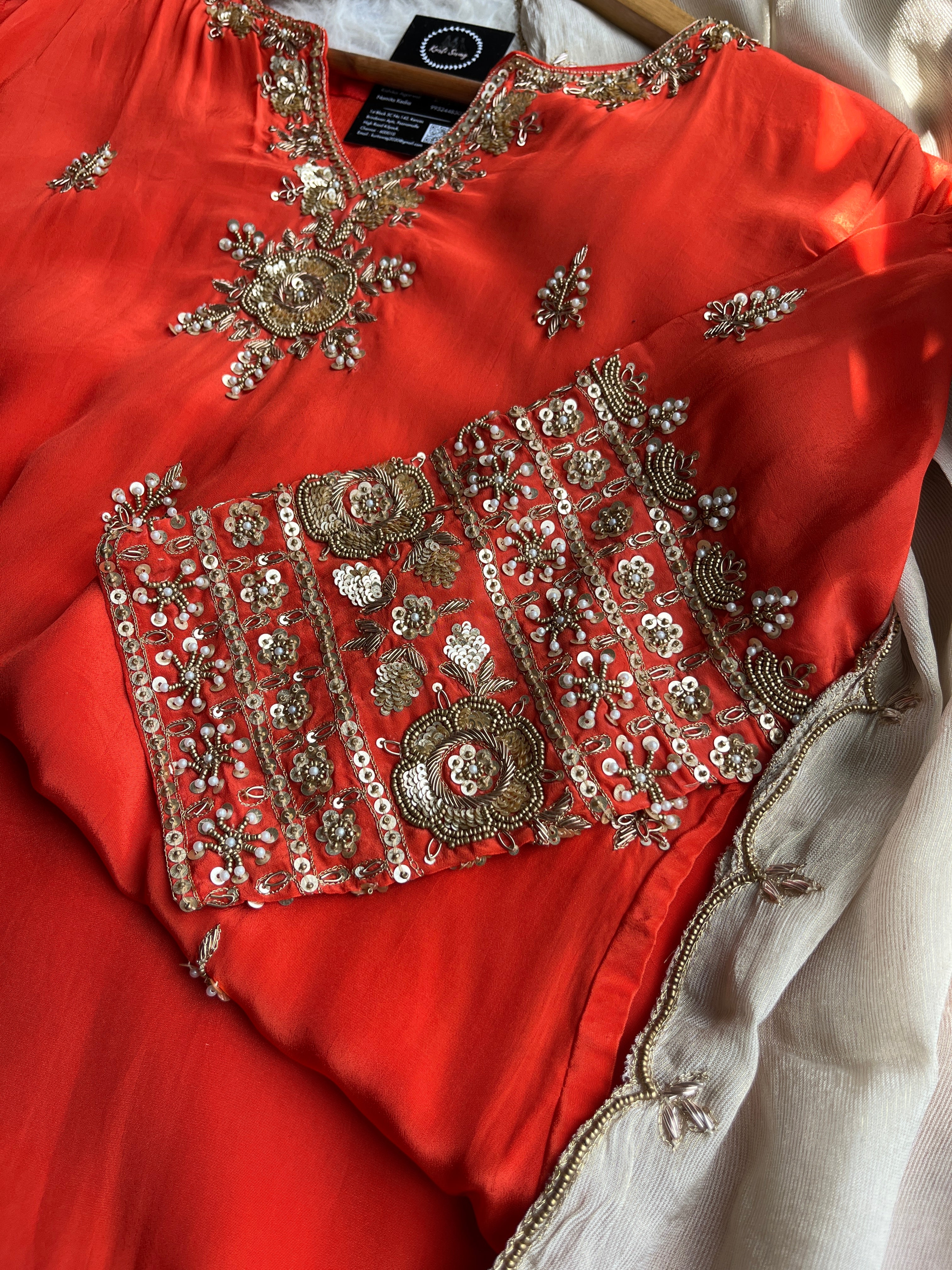 “RAANJHA” Pure Crape Festive Kurti & Dhoti Pant Set With Dupatta 🧡 | KurtiSwag