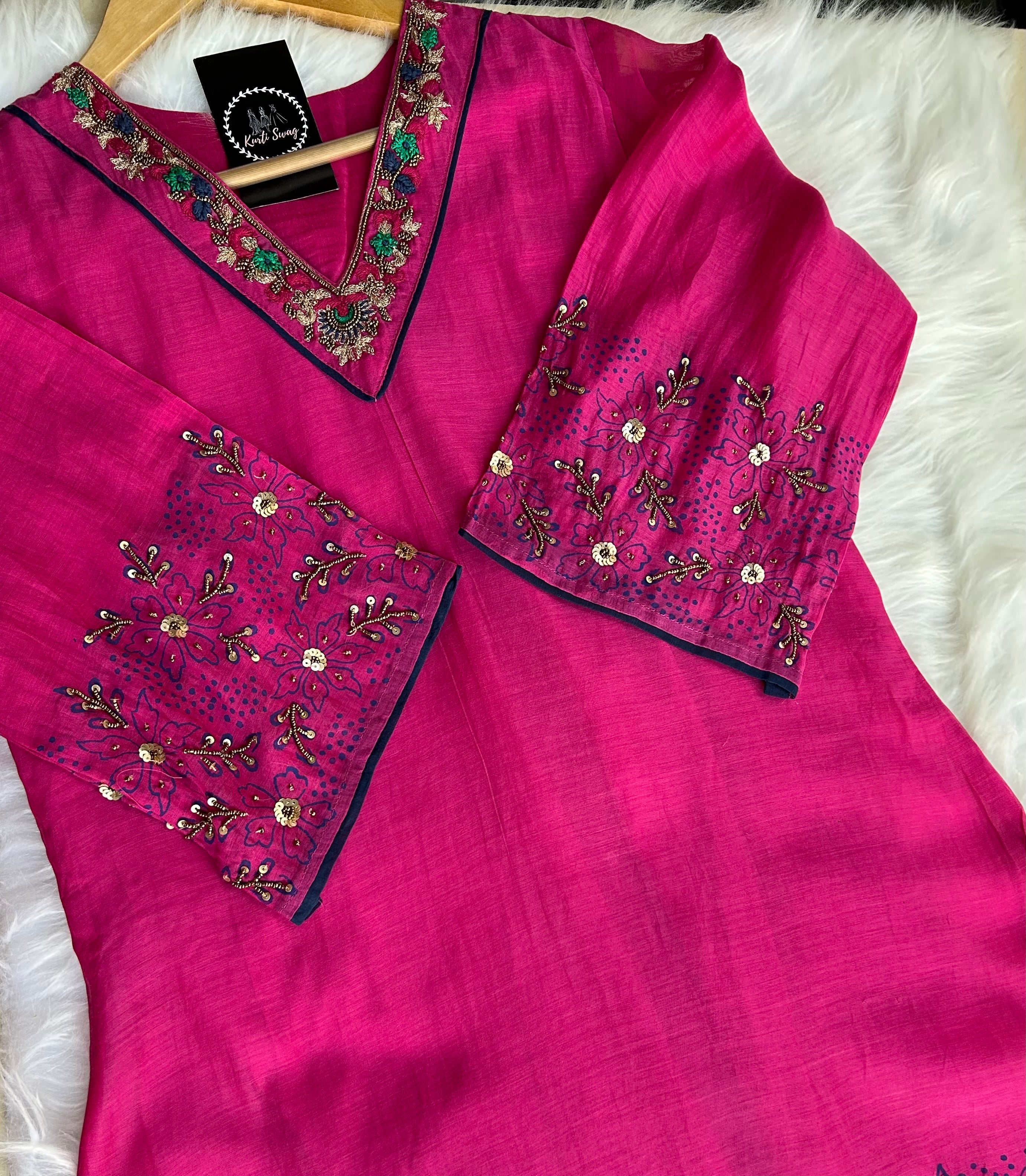 “KOMAL” Mul Chanderi Kurta Set | KurtiSwag