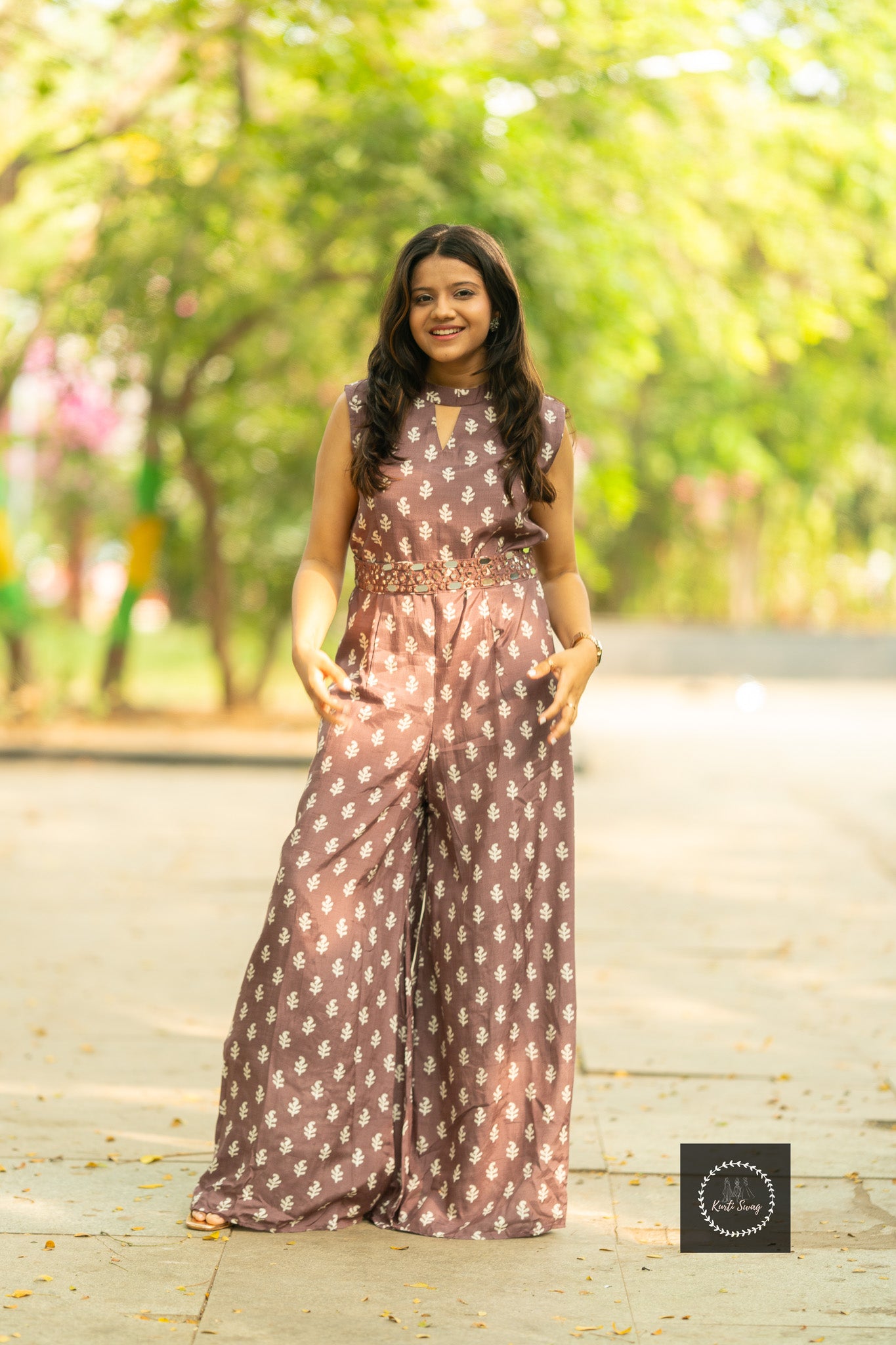 “KHUSHI” Pure Muslin Jumpsuit With Mirror Belt ✨💕 | KurtiSwag