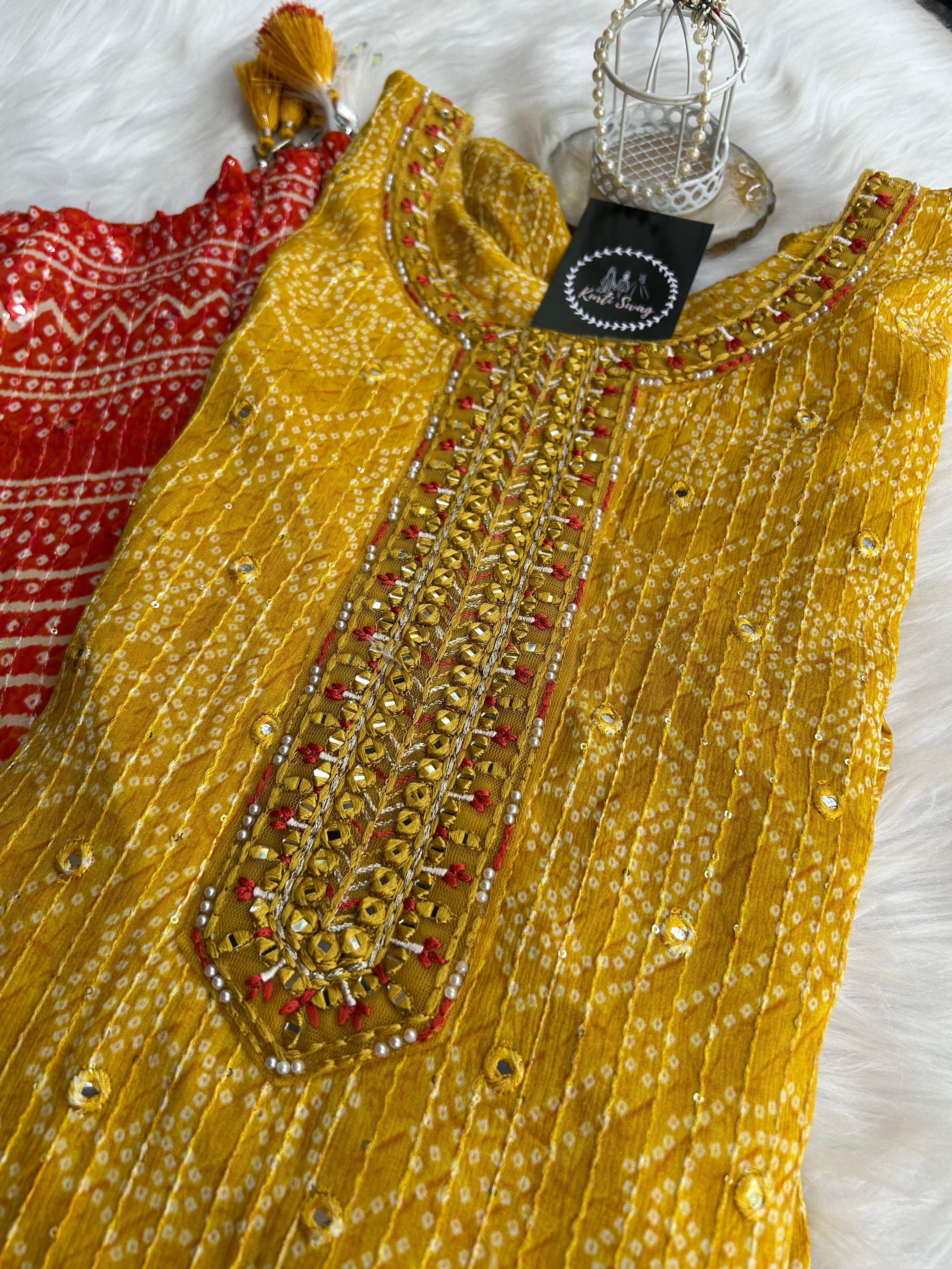 “YELLOW MELLOW” Premium Silk Kurta With Tassels ✨ | KurtiSwag