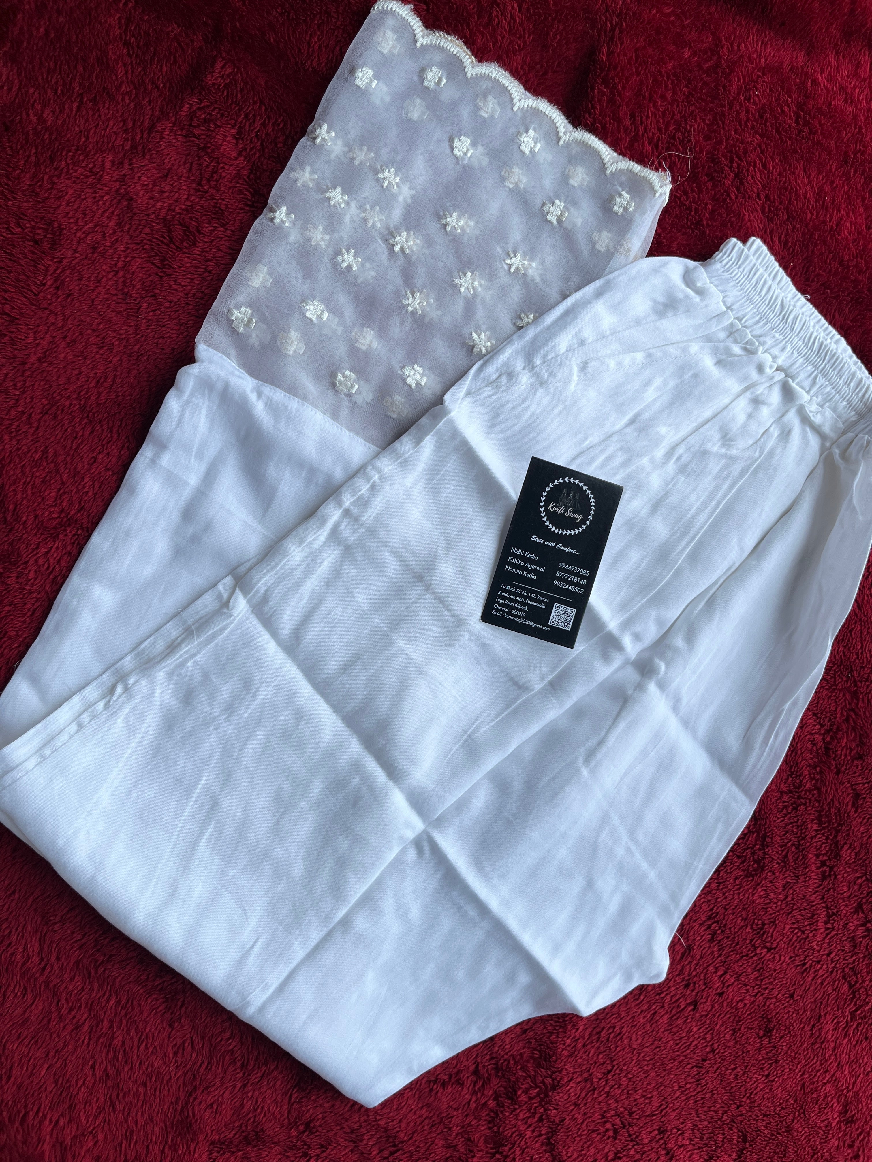 “SHREYA” White Pants With Organza Detailing ✨💕 | KurtiSwag