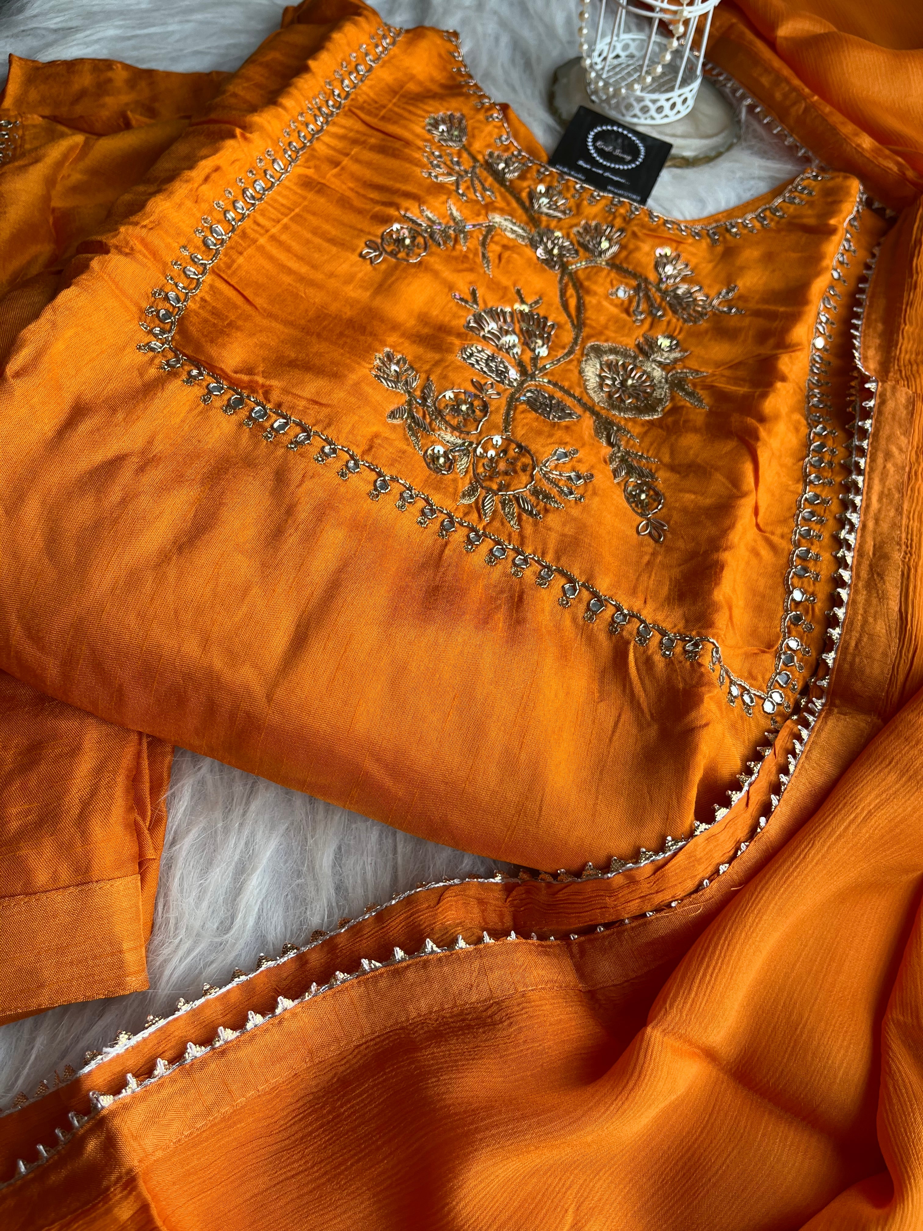 “AUBURN” Premiun Kurti Full set In Orange ✨ | KurtiSwag