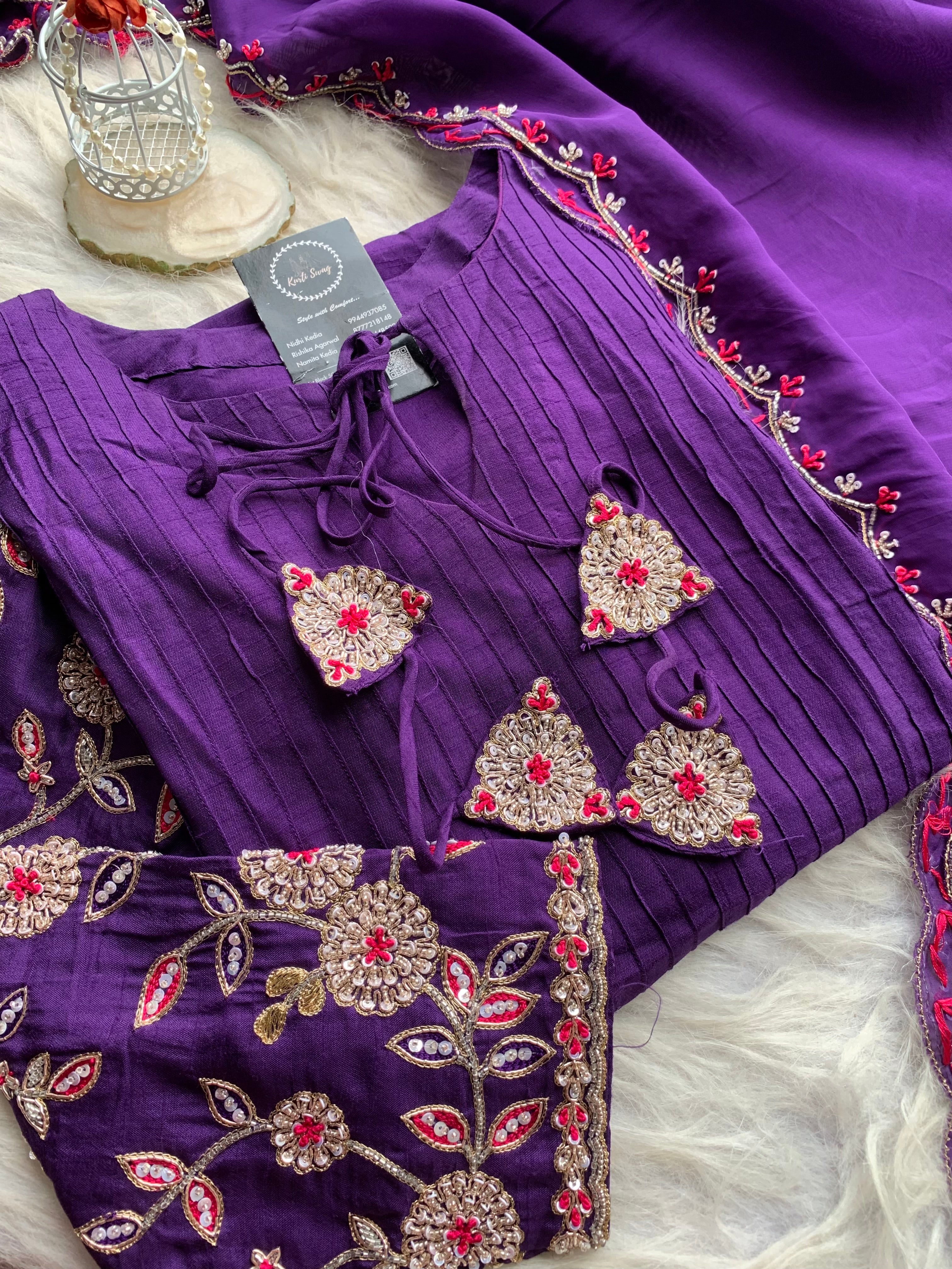 “SON CHIDYA” Premium Dola Silk Kurta With Handwork | KurtiSwag