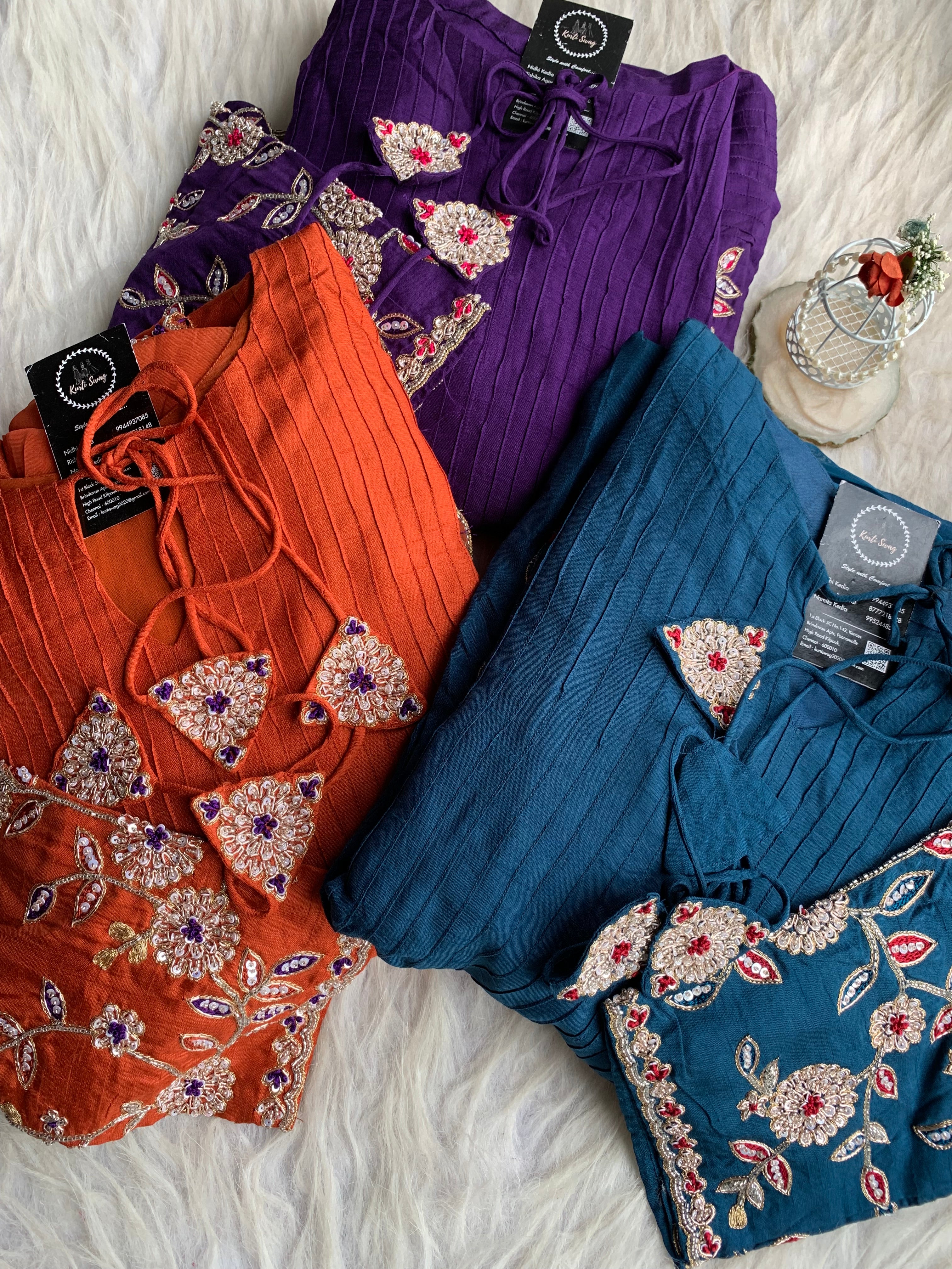 “SON CHIDYA” Premium Dola Silk Kurta With Handwork | KurtiSwag
