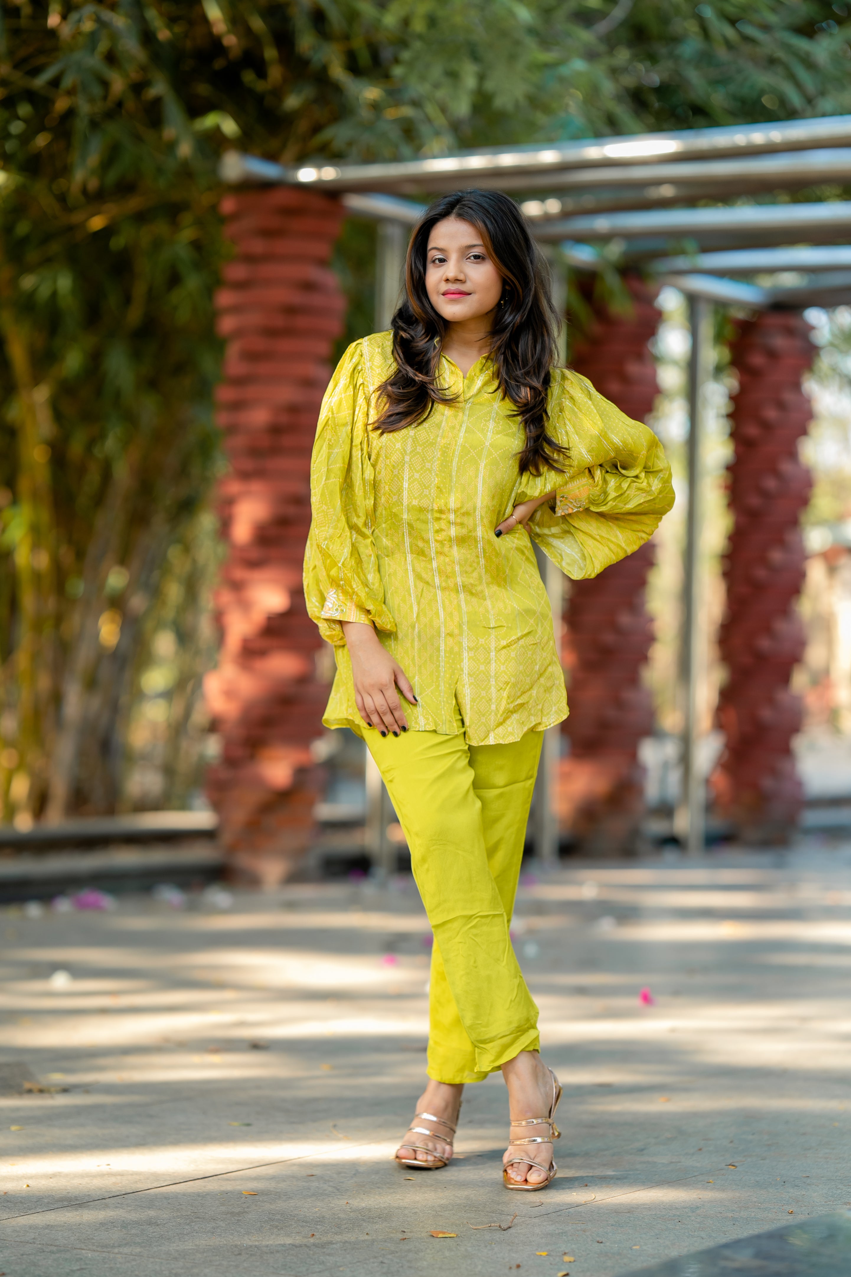 “ISHAANI” Premium Chinnon Coord Set With Designer Sleeves✨ | KurtiSwag