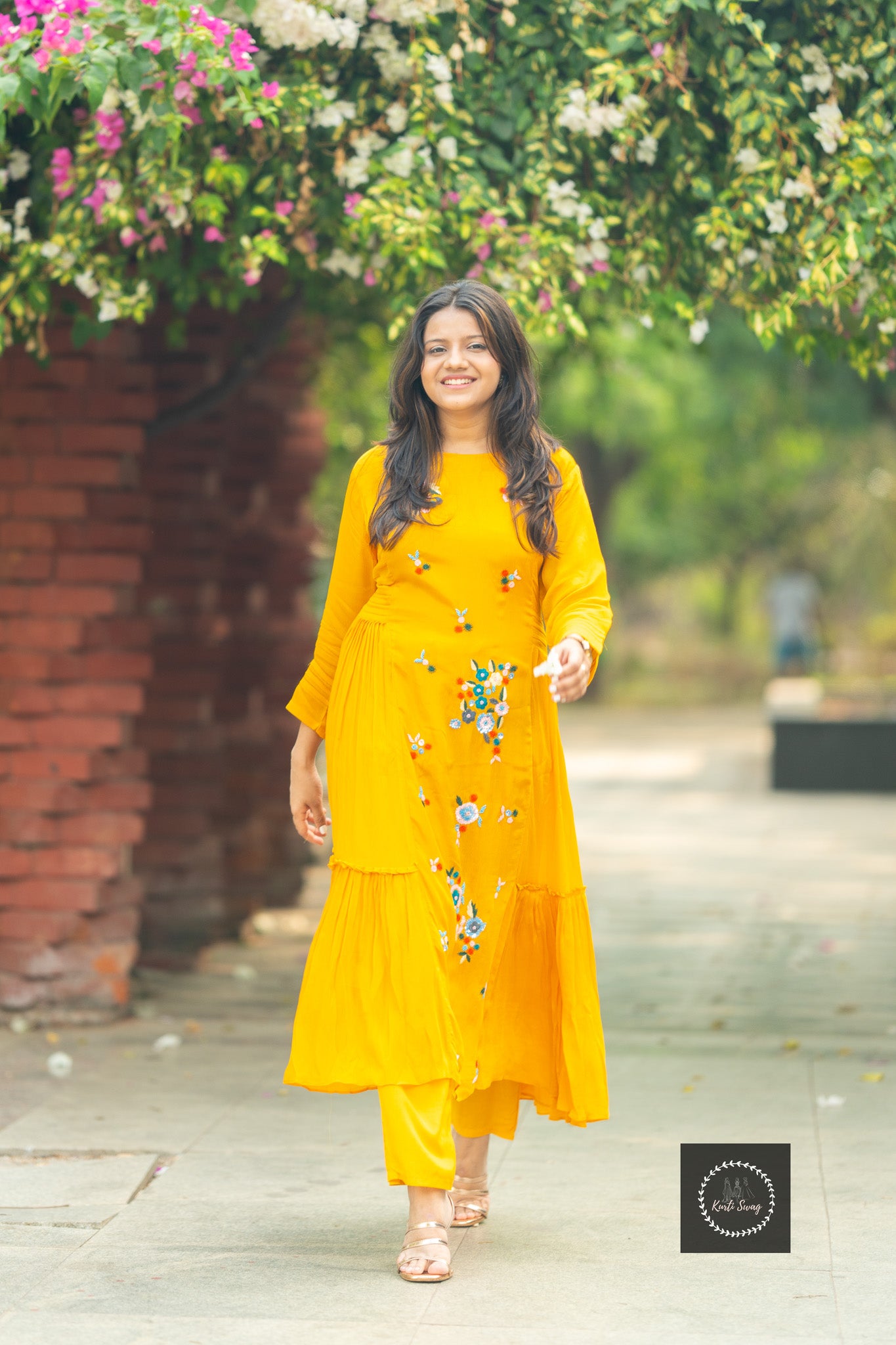 “AMORA” Premium Chinnon Designer A Line Kurti Pant Set ✨💕 | KurtiSwag