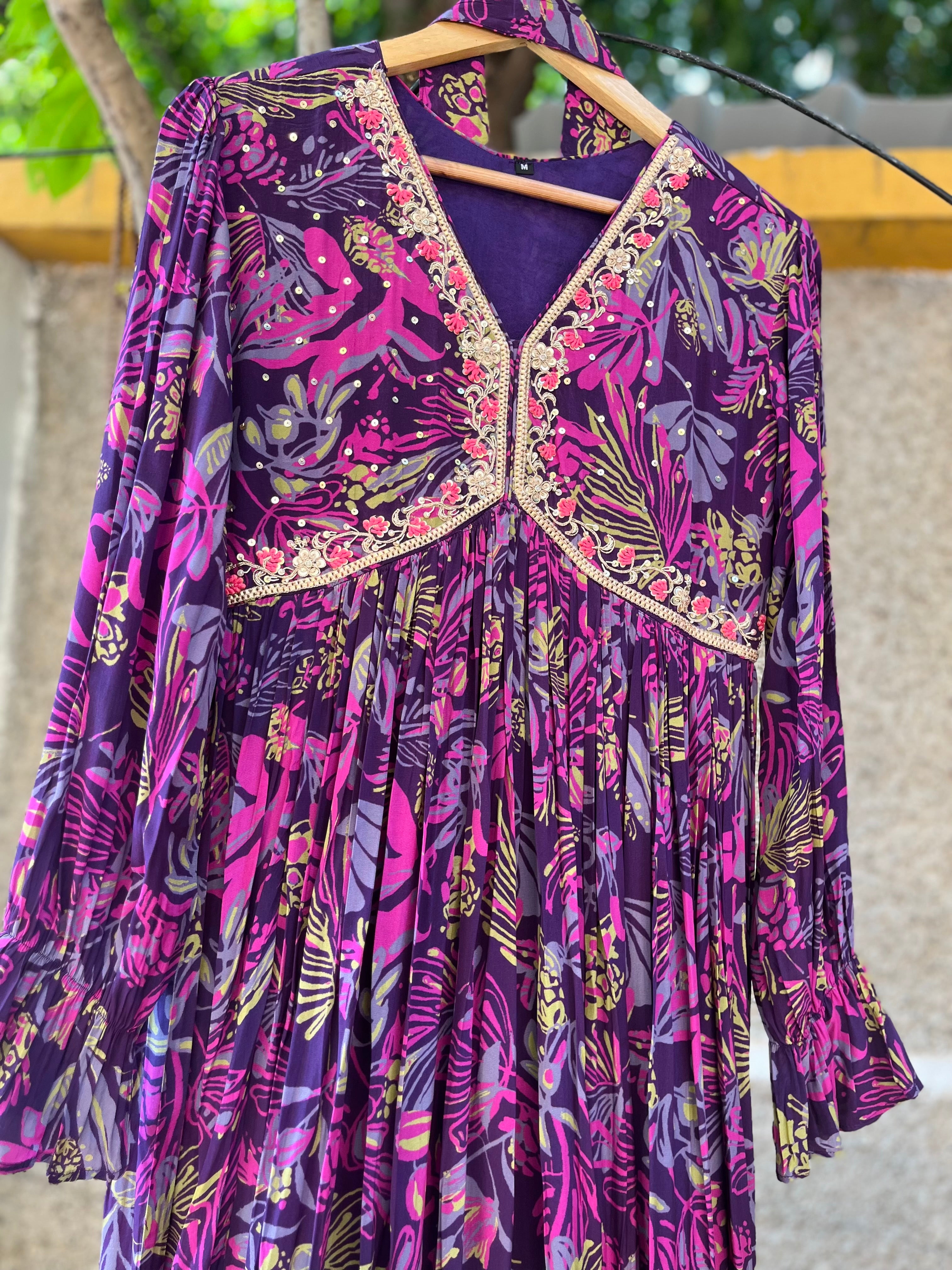 “PURPLE LUSH” Premium Muslin Gowns 💜 | KurtiSwag