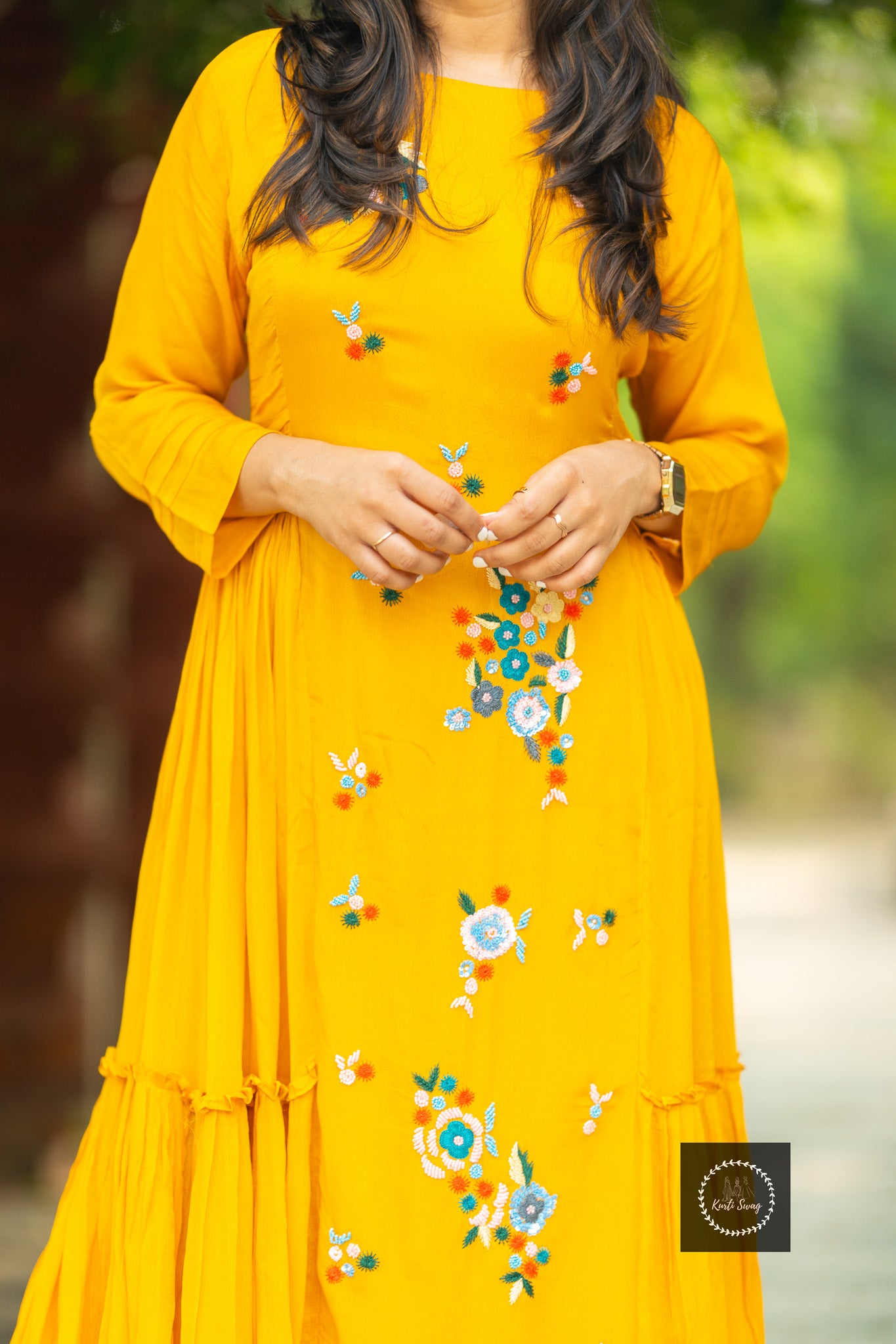 “AMORA” Premium Chinnon Designer A Line Kurti Pant Set ✨💕 | KurtiSwag