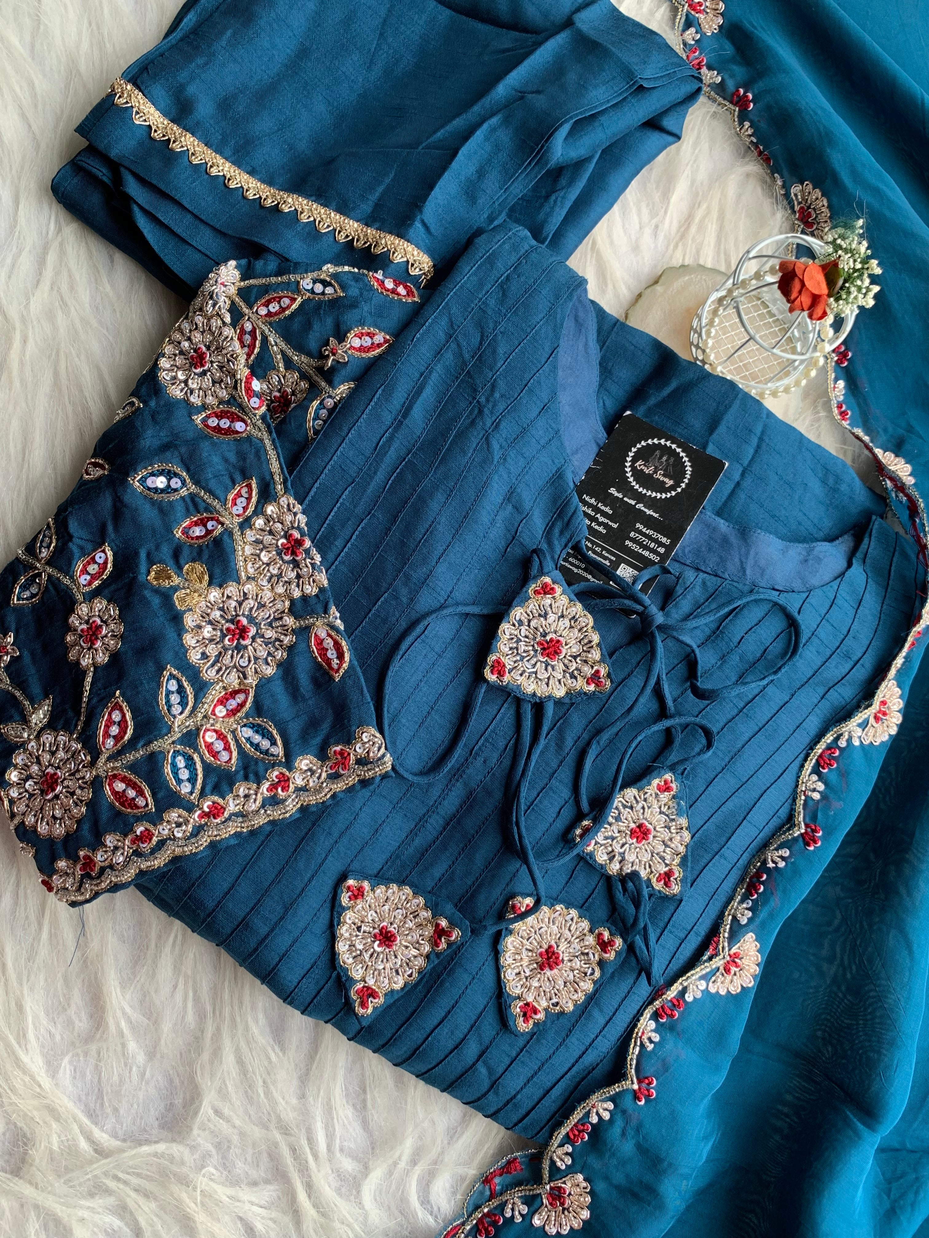“SON CHIDYA” Premium Dola Silk Kurta With Handwork | KurtiSwag