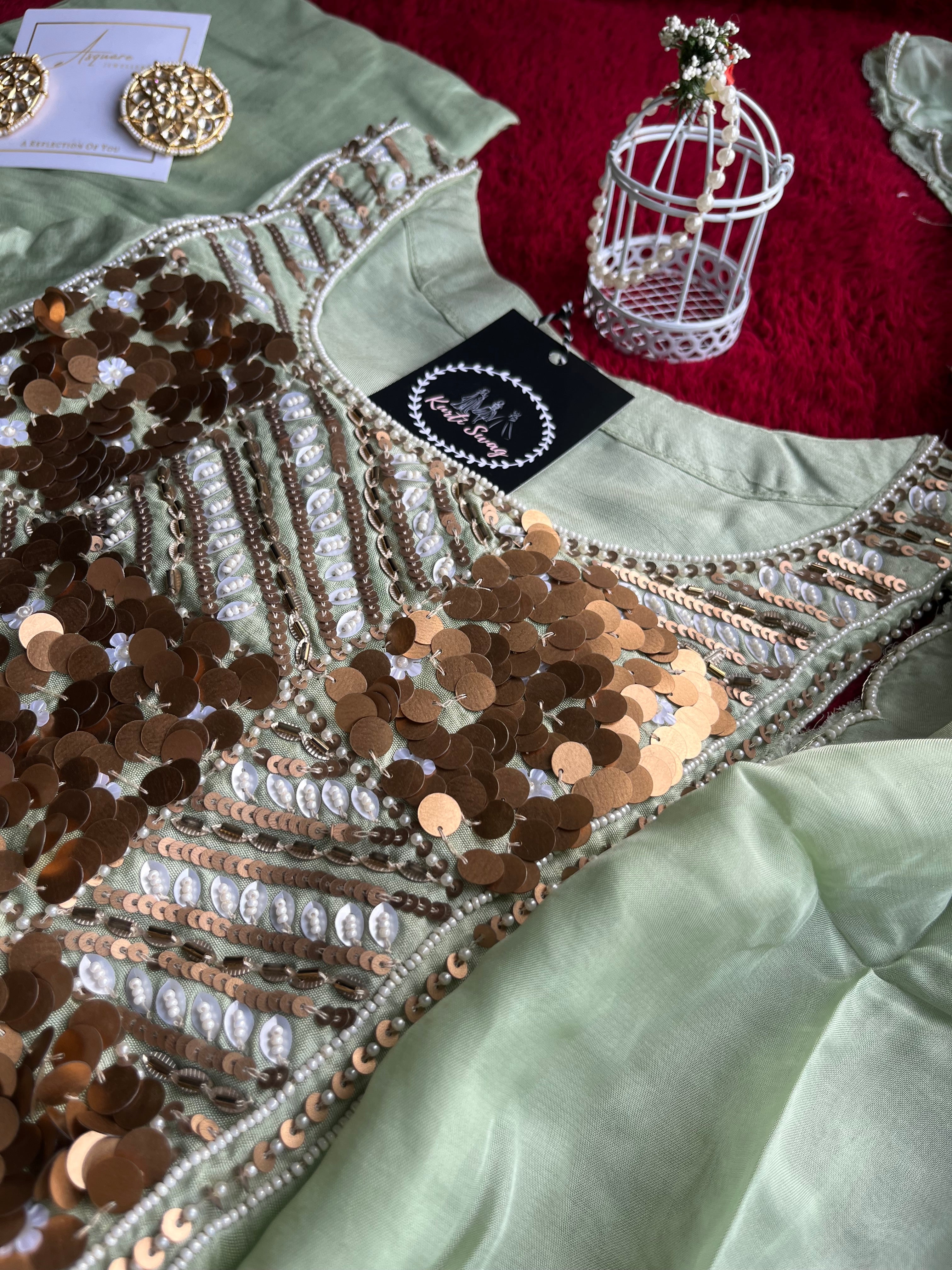 “RIHAANA” Dola Silk Sequence Suit Set ✨💕 | KurtiSwag
