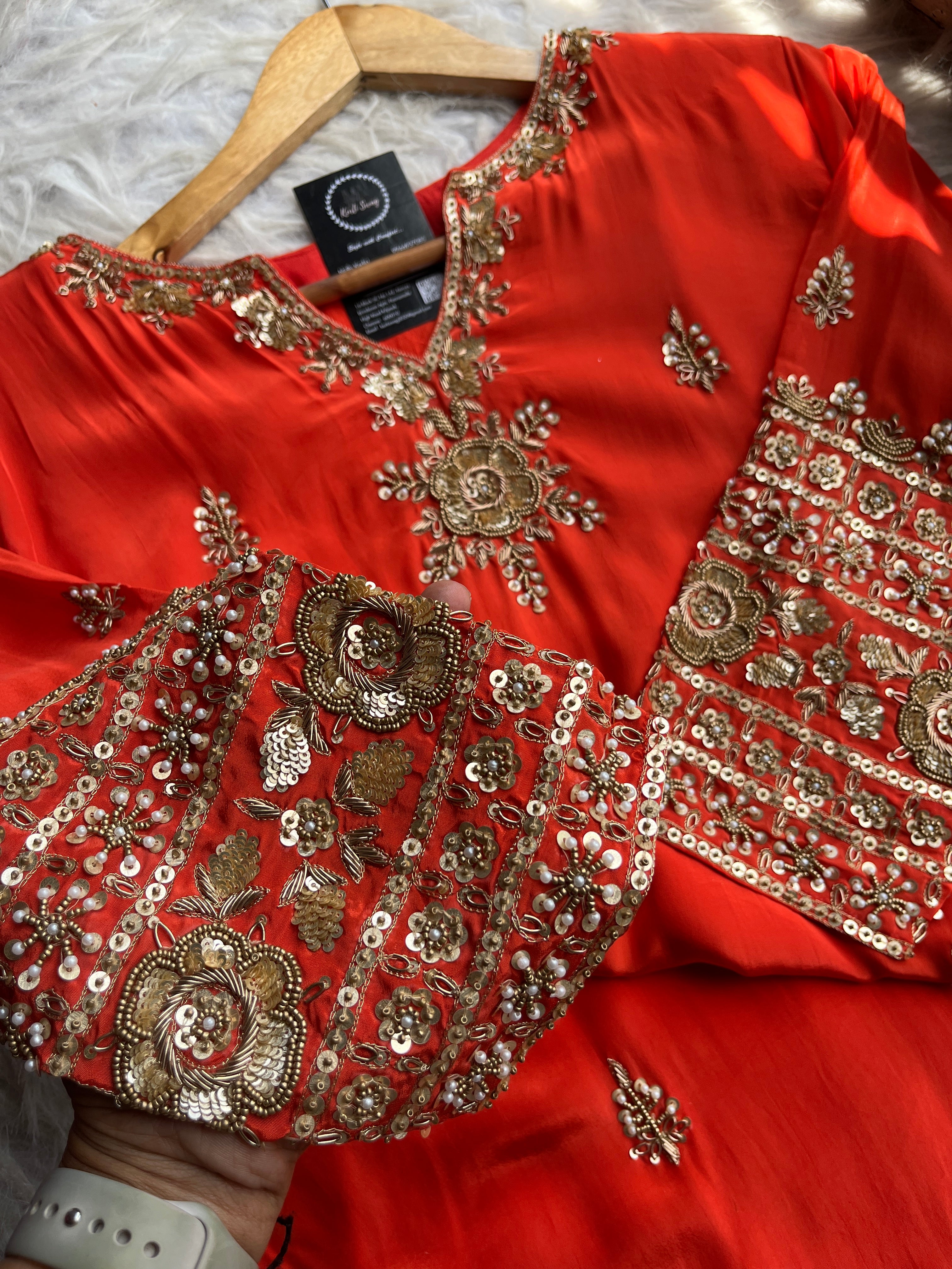 “RAANJHA” Pure Crape Festive Kurti & Dhoti Pant Set With Dupatta 🧡 | KurtiSwag