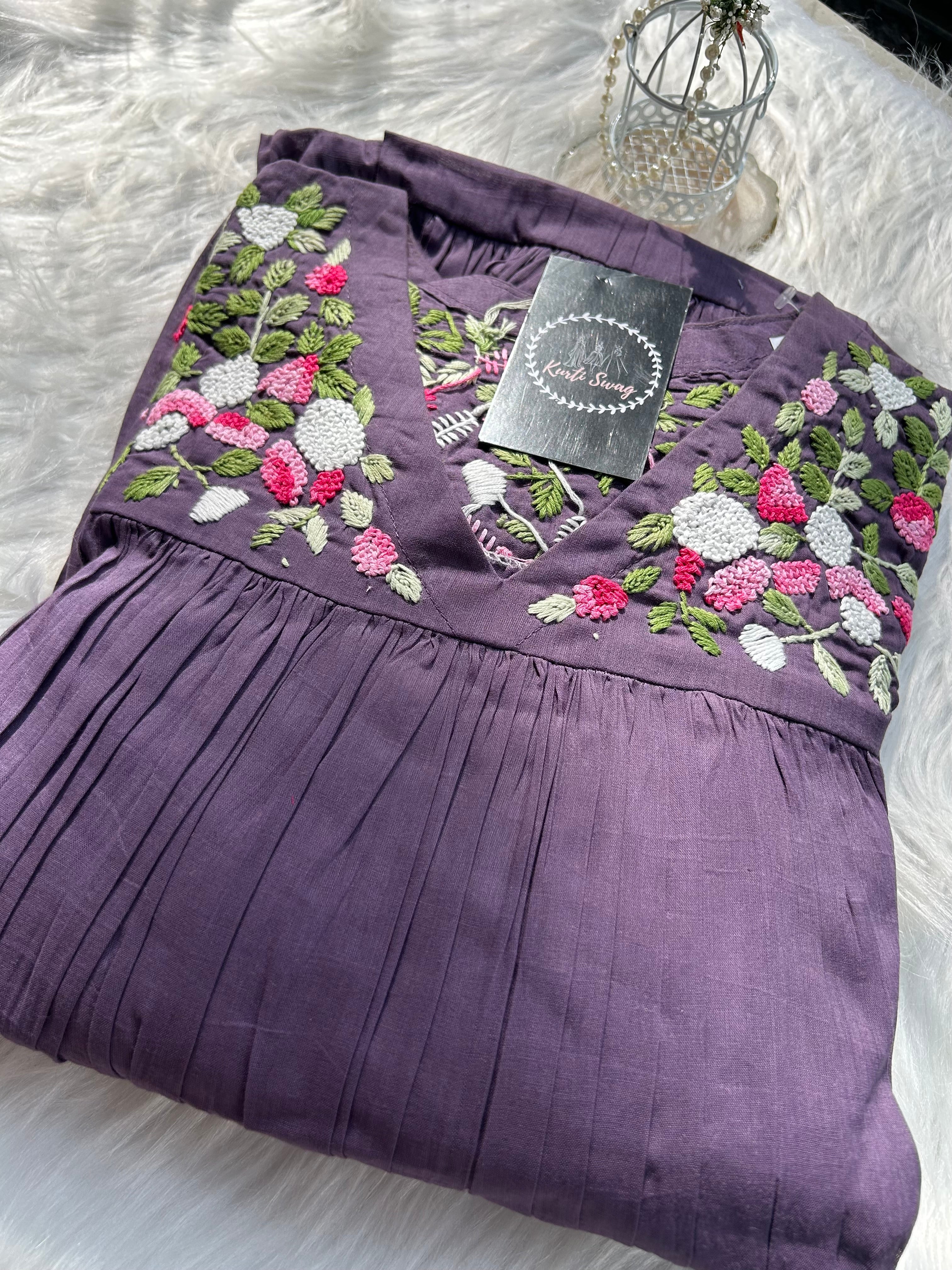 “SUMEDHA” Summer Cotton Dress With French Embroidery ✨🧿 | KurtiSwag
