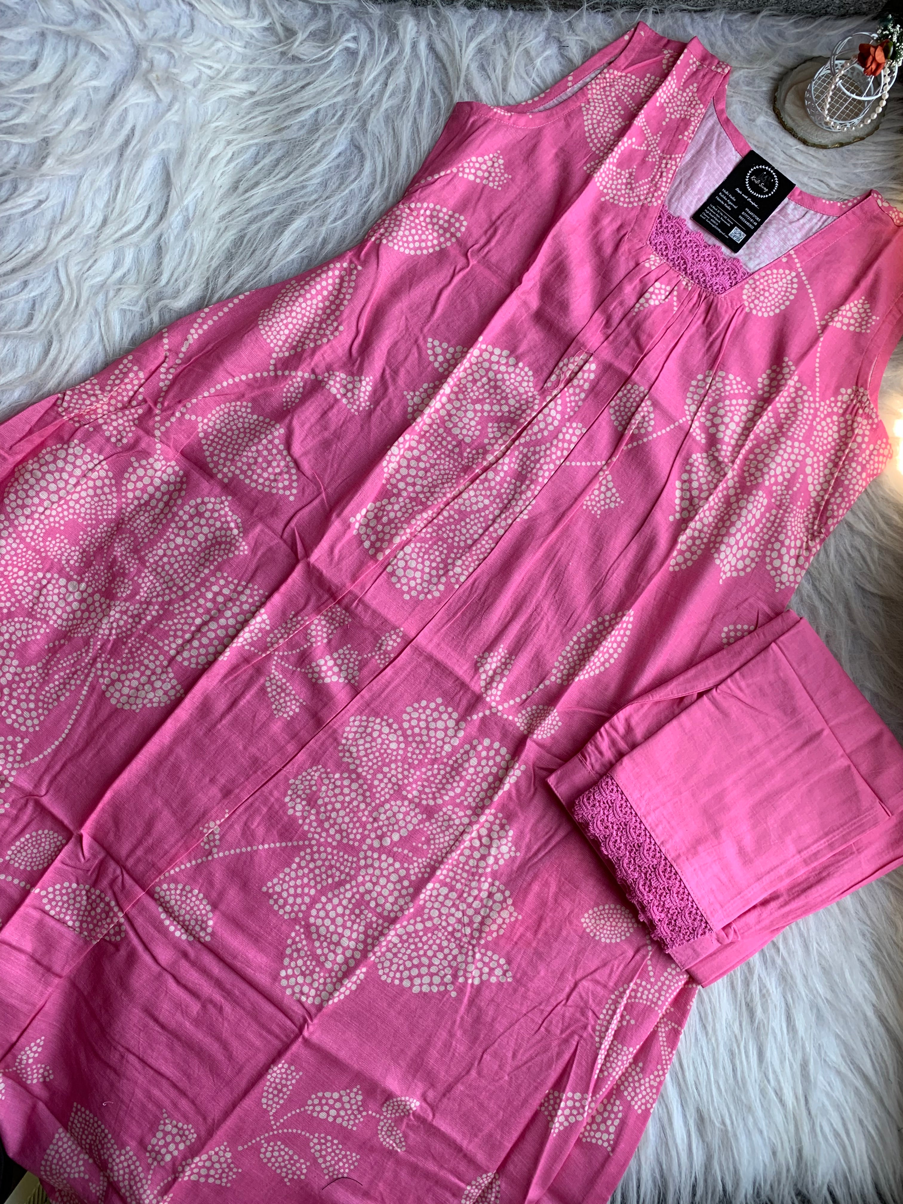 "TAMANA" Printed Sleeveless Cotton Kurta Pant Set ☀️ | KurtiSwag