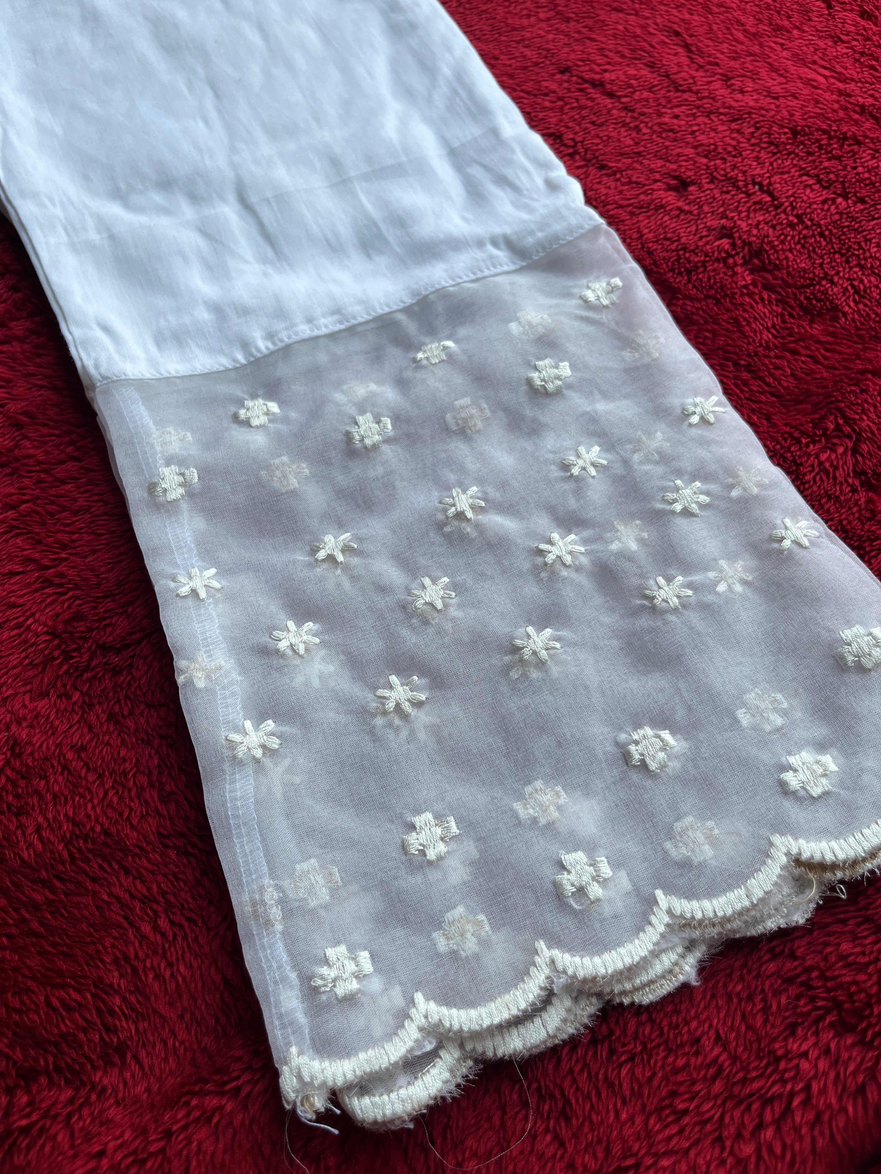 “SHREYA” White Pants With Organza Detailing ✨💕 | KurtiSwag