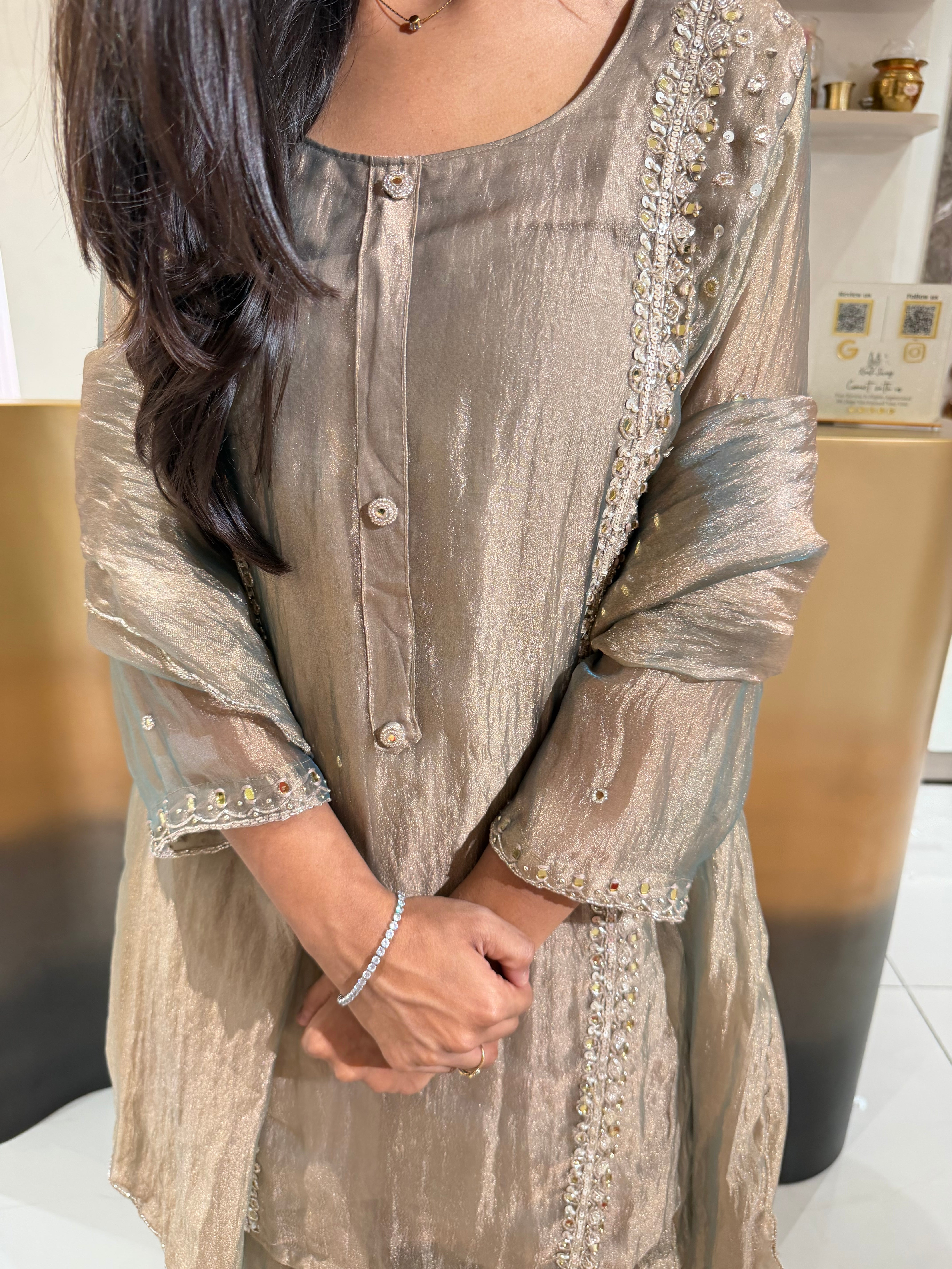 “KAJOL” Premium Glass Tissue Sharara Set ✨ | KurtiSwag