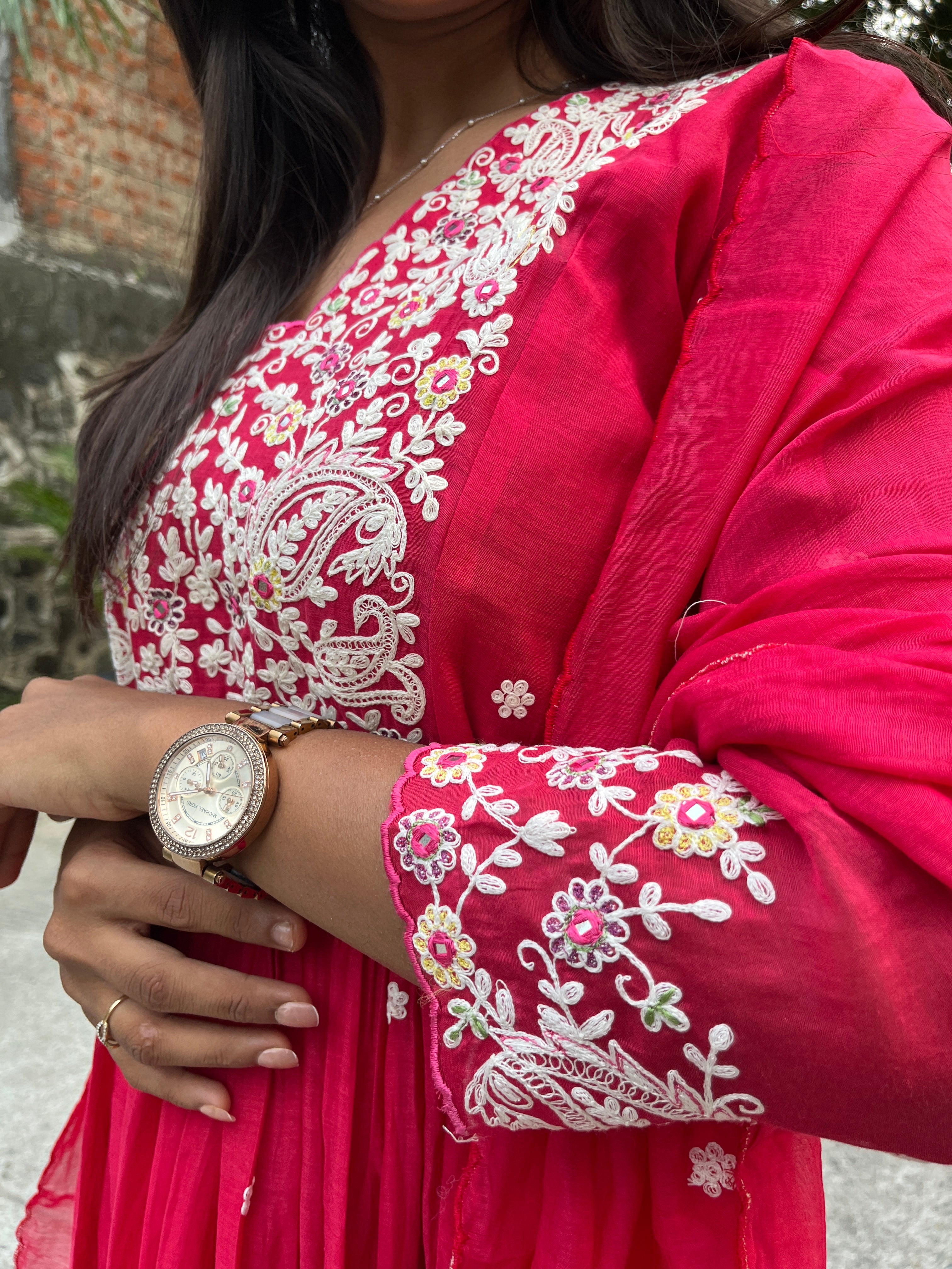 “URVASHI” Premium Mul Chanderi Thread Embroidered A Line Suit Set ✨❤️ | KurtiSwag