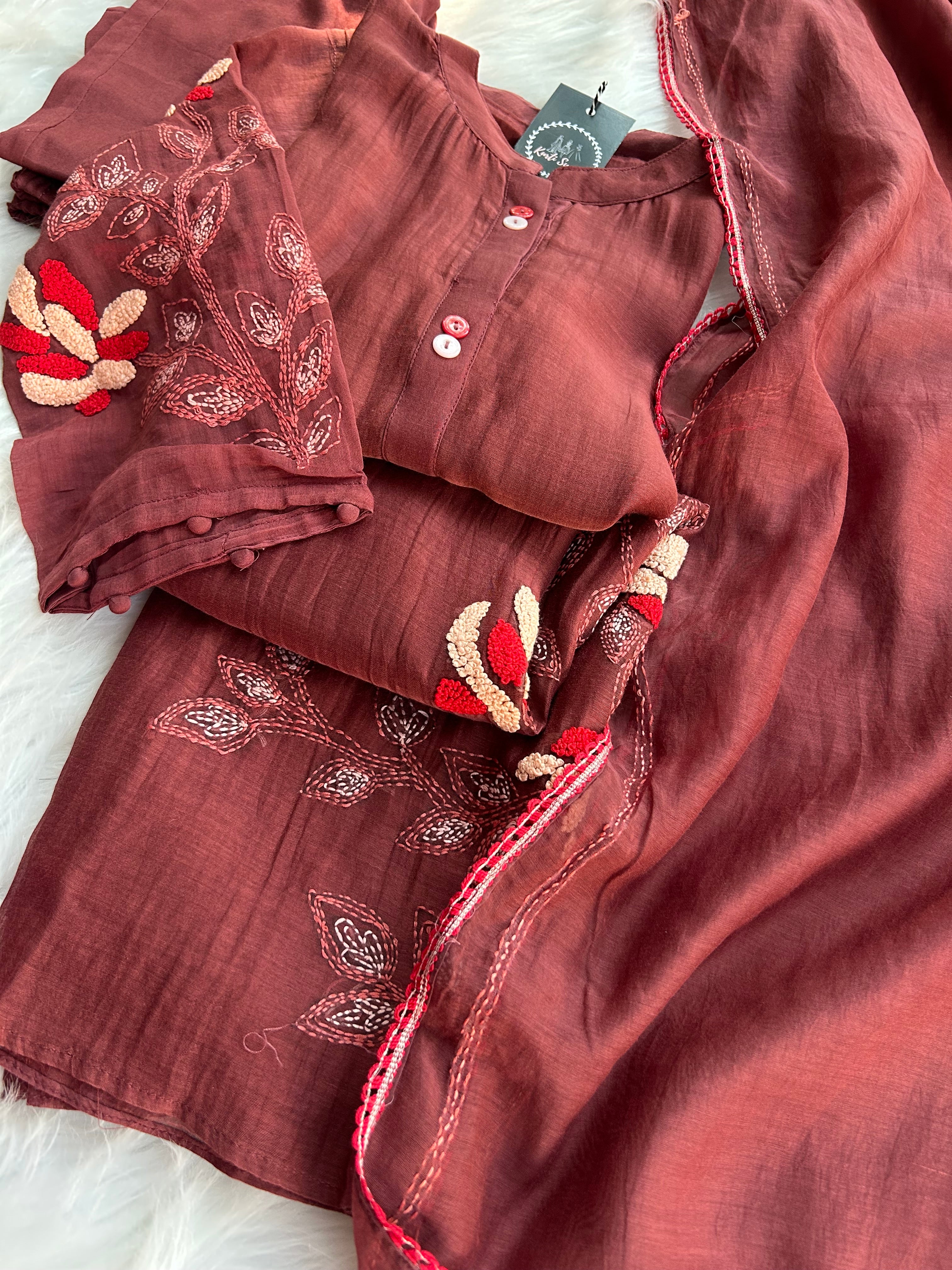 “ERICA” Mul Chanderi A Line Suit Set 💕✨ | KurtiSwag