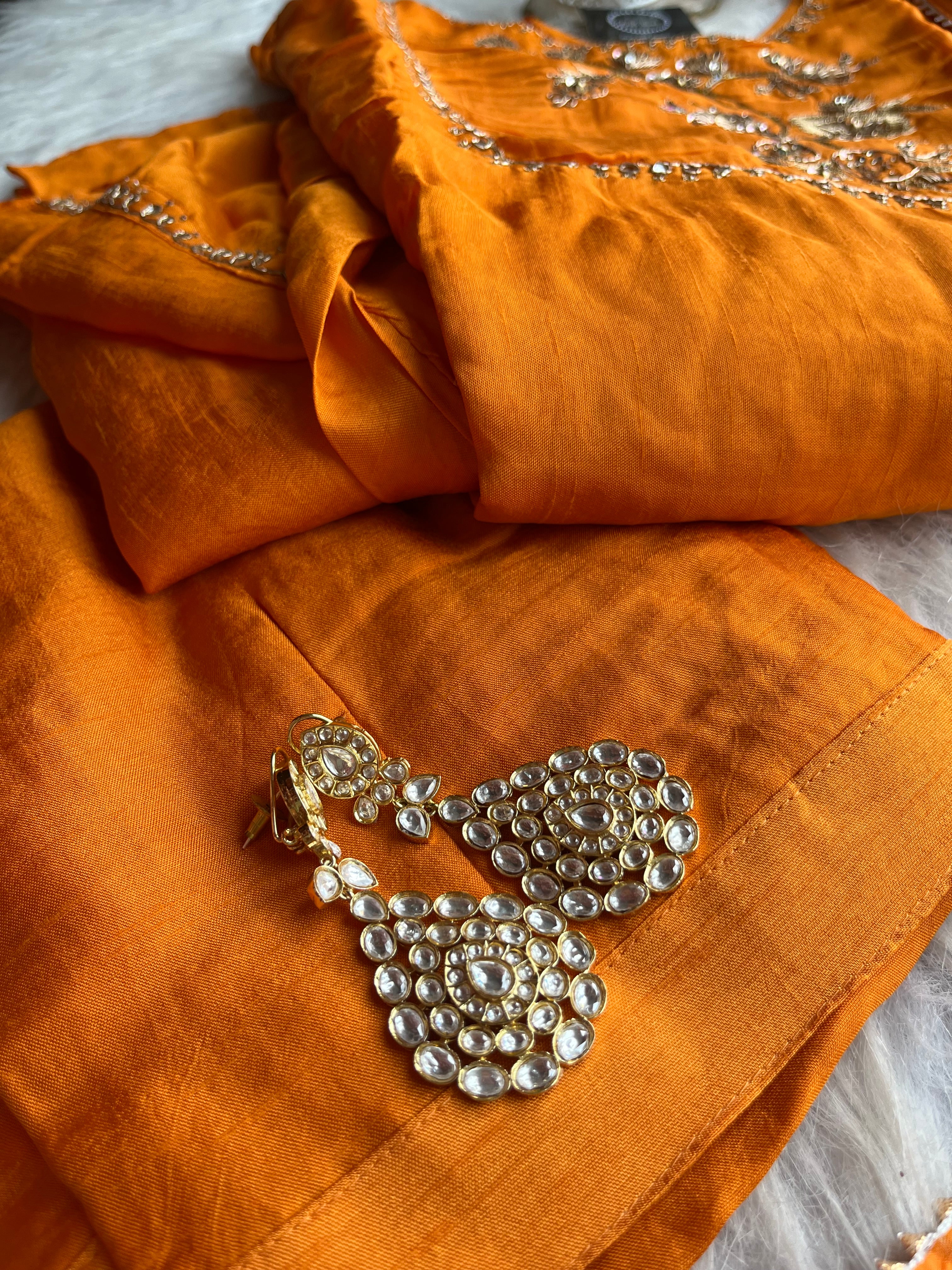 “AUBURN” Premiun Kurti Full set In Orange ✨ | KurtiSwag