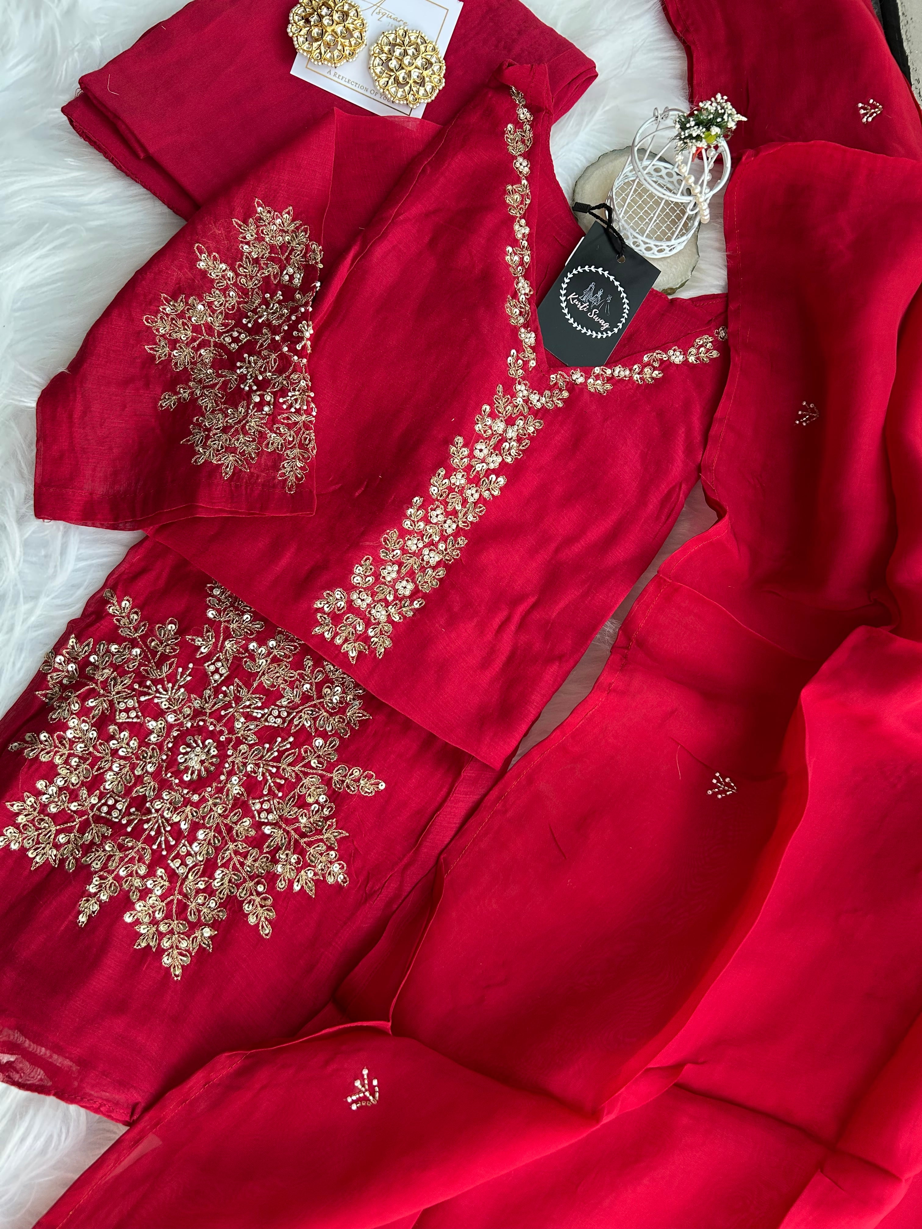 “SNEHAL” Mul Chanderi Handwork Suit Set ✨♥️ | KurtiSwag