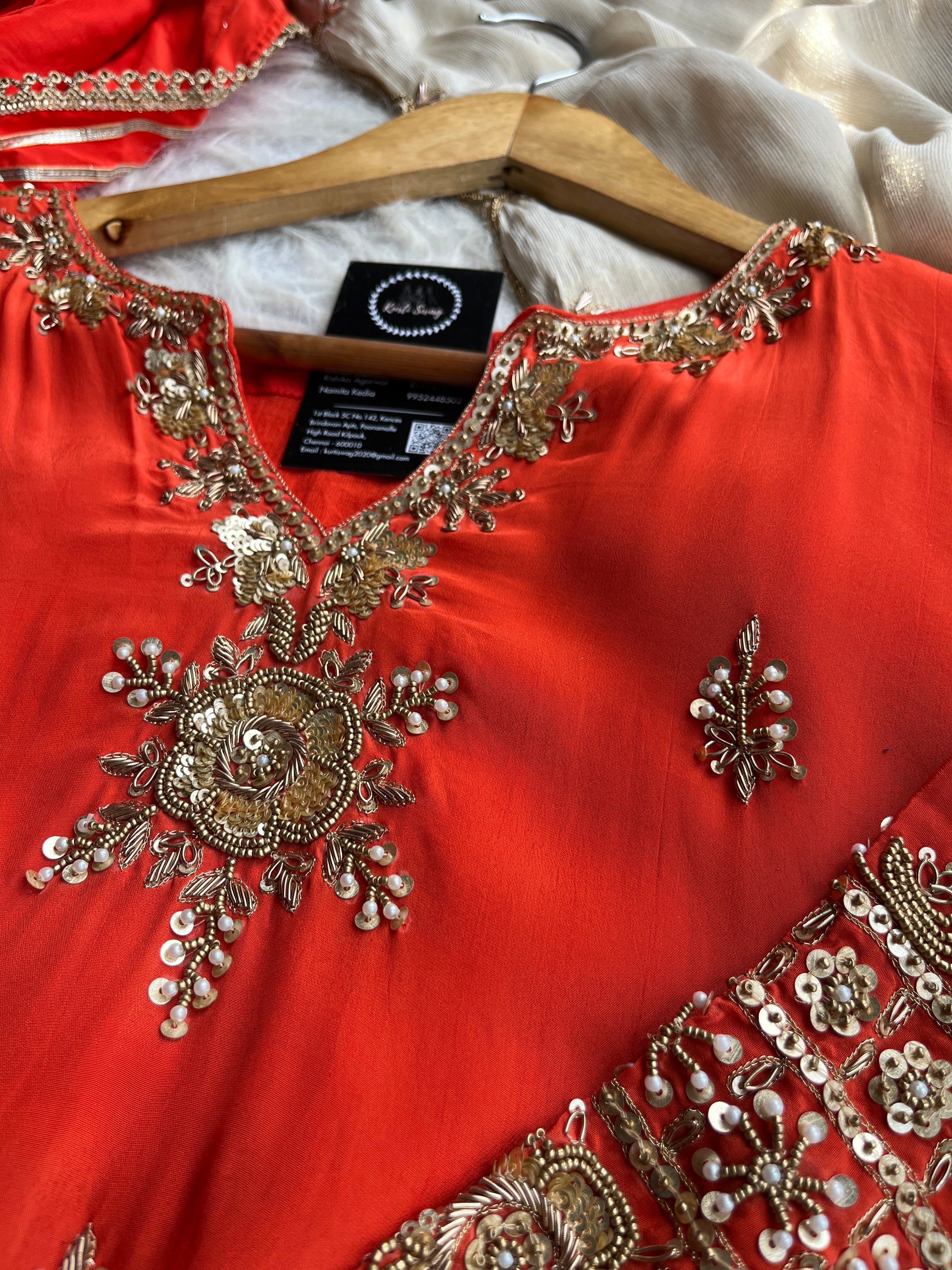 “RAANJHA” Pure Crape Festive Kurti & Dhoti Pant Set With Dupatta 🧡 | KurtiSwag