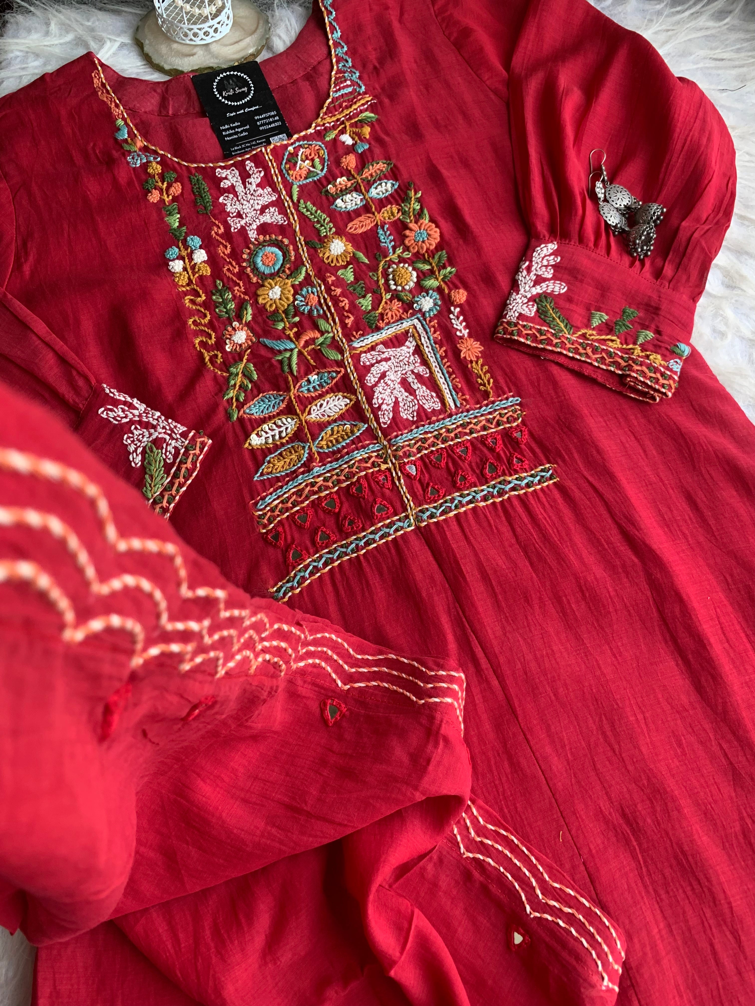 “ALANKAAR” Premium Mul Chanderi Thread Embroidered Suit Set ✨❤️✨ | KurtiSwag