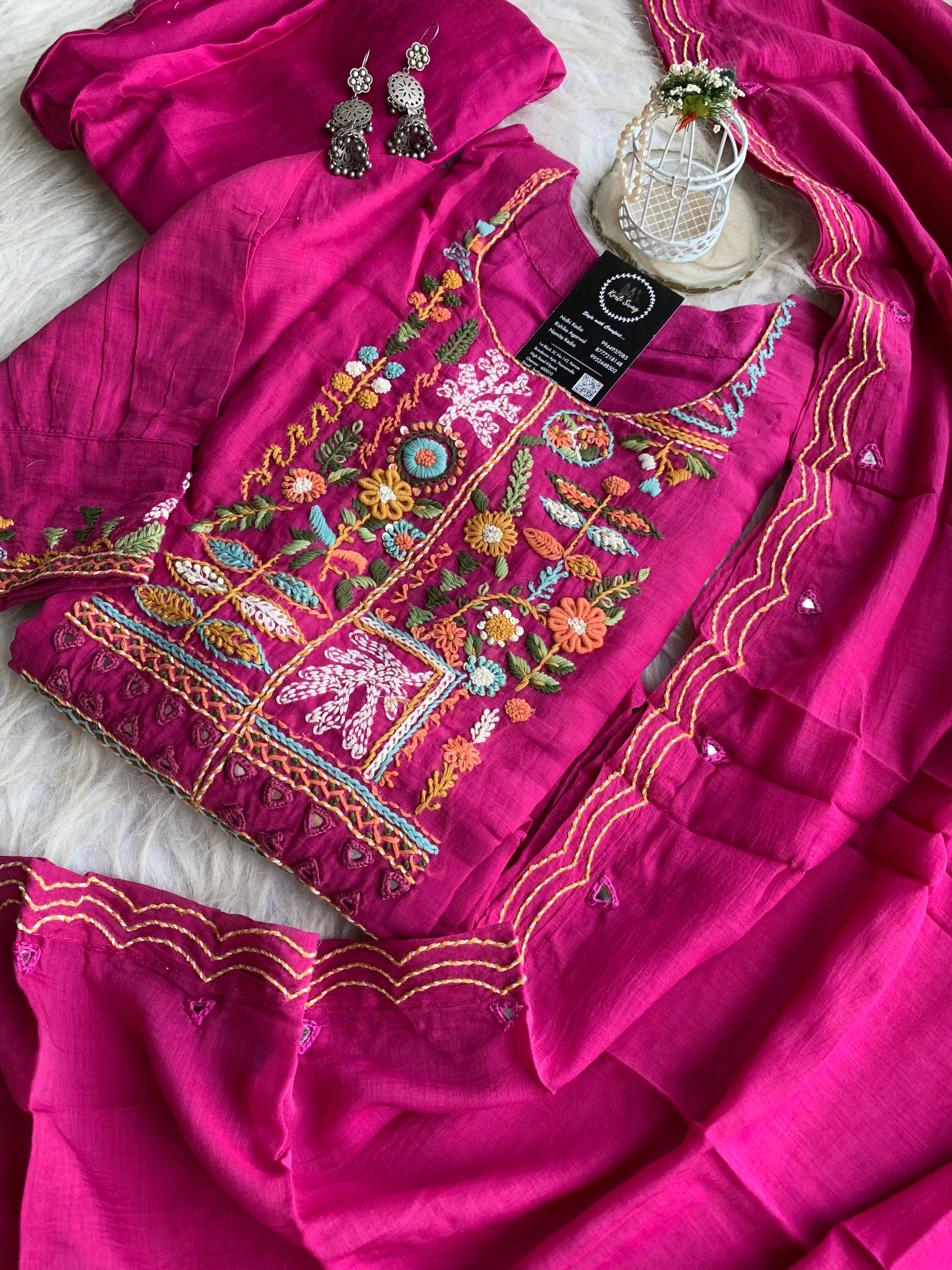 “ALANKAAR” Premium Mul Chanderi Thread Embroidered Suit Set ✨❤️✨ | KurtiSwag