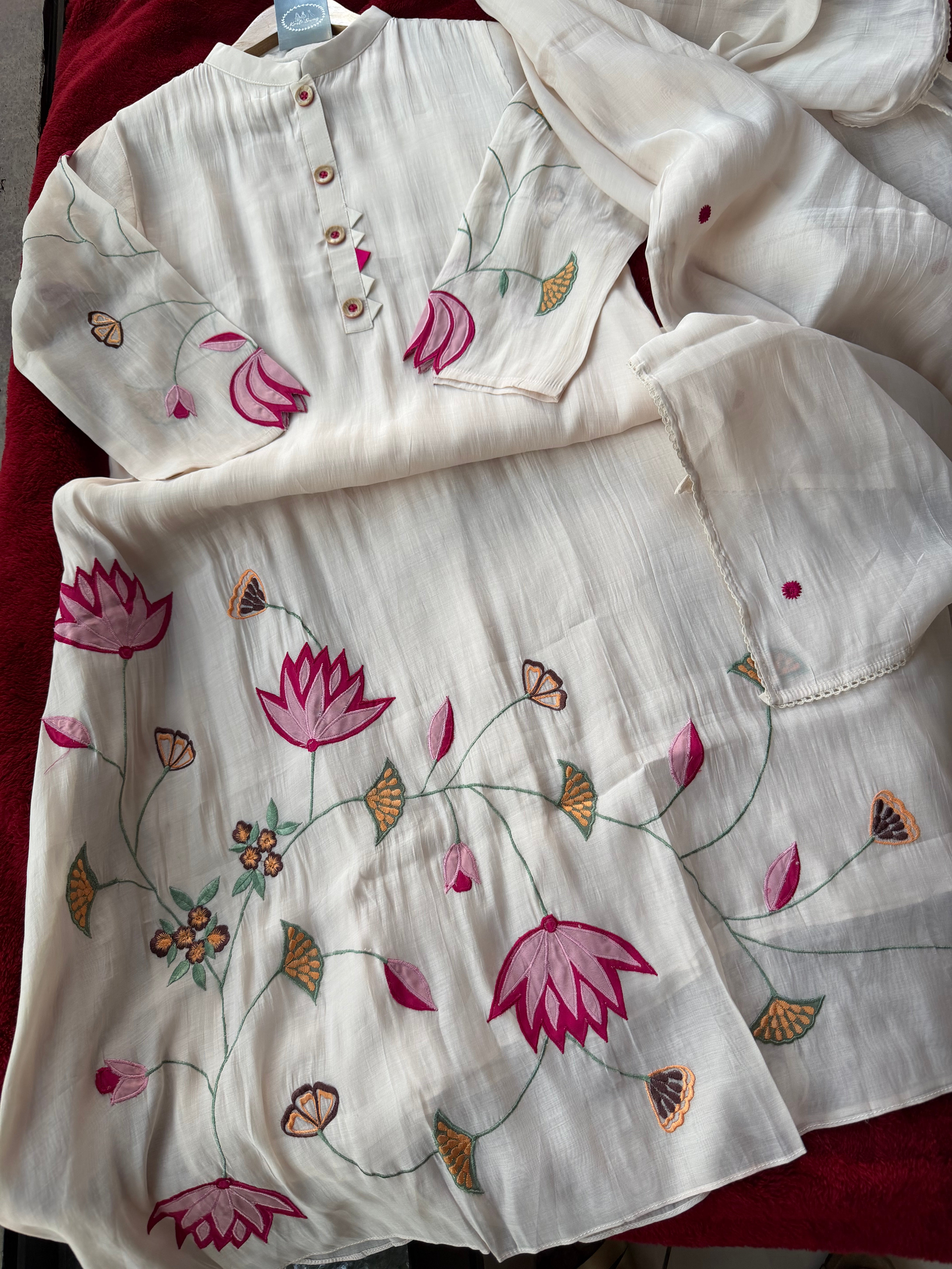 “LOTUS BLOOM” Mul Chanderi Summer Suit ✨💕 | KurtiSwag