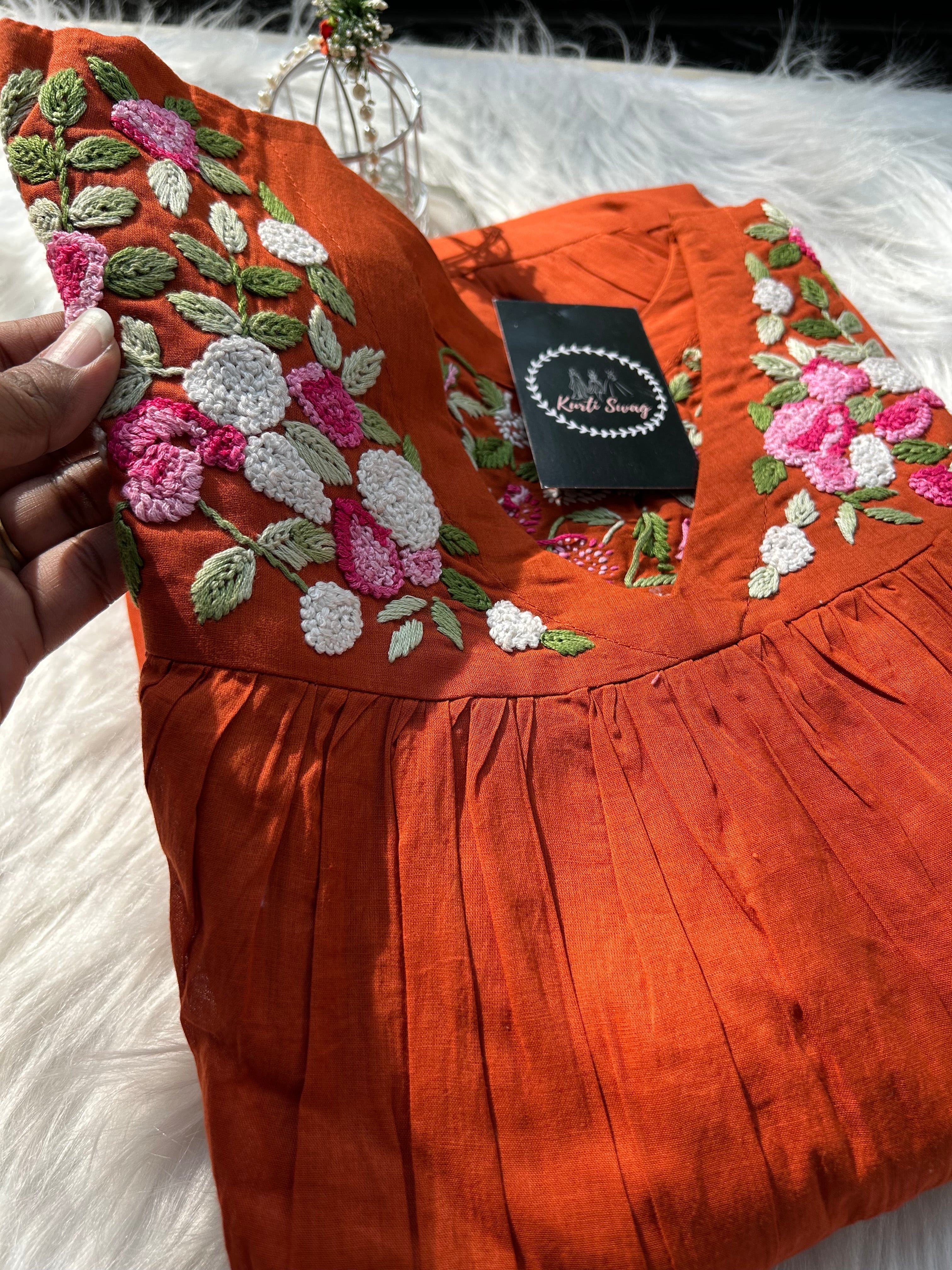 “SUMEDHA” Summer Cotton Dress With French Embroidery ✨🧿 | KurtiSwag