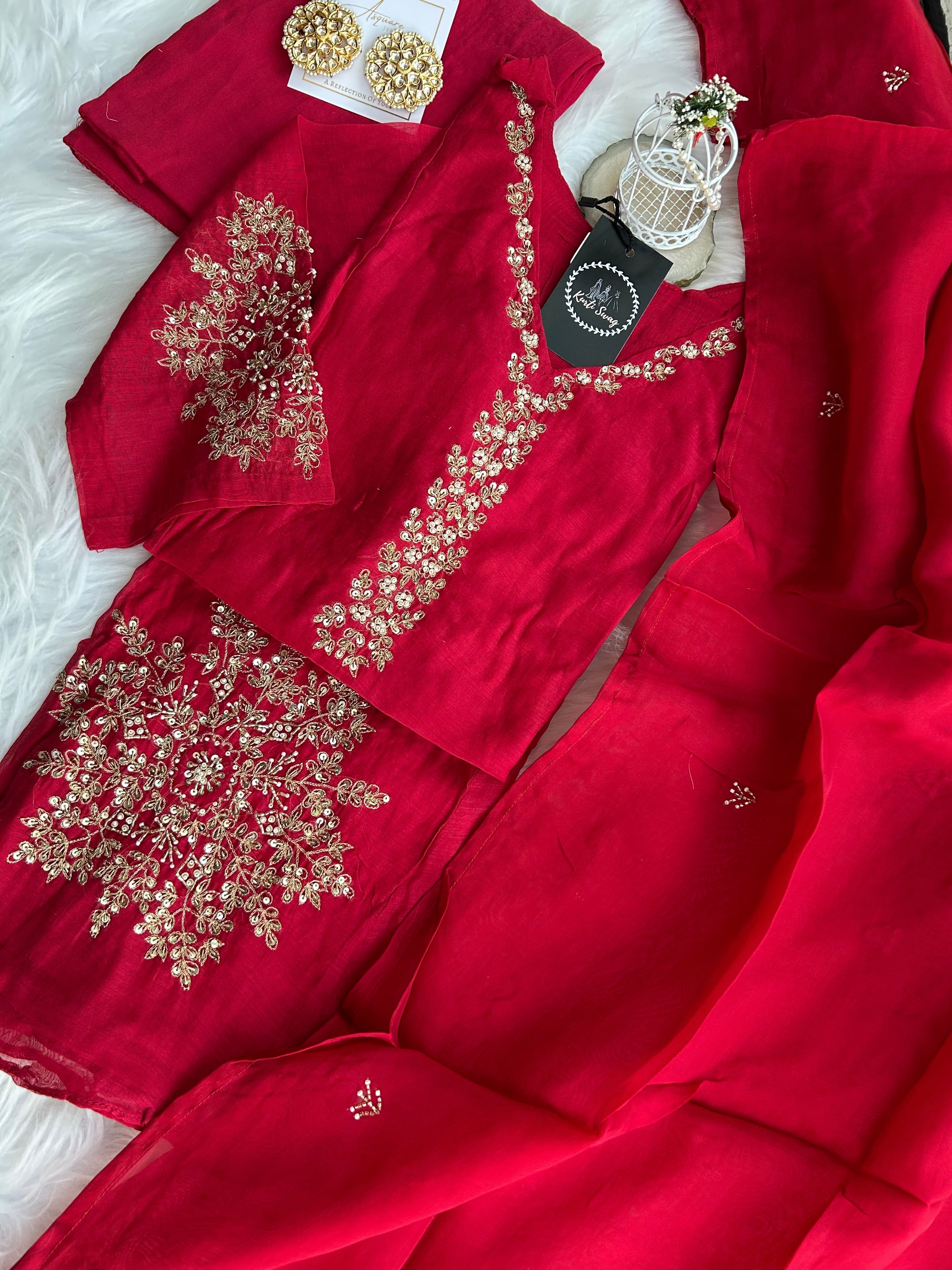 “SNEHAL” Mul Chanderi Handwork Suit Set ✨♥️ | KurtiSwag