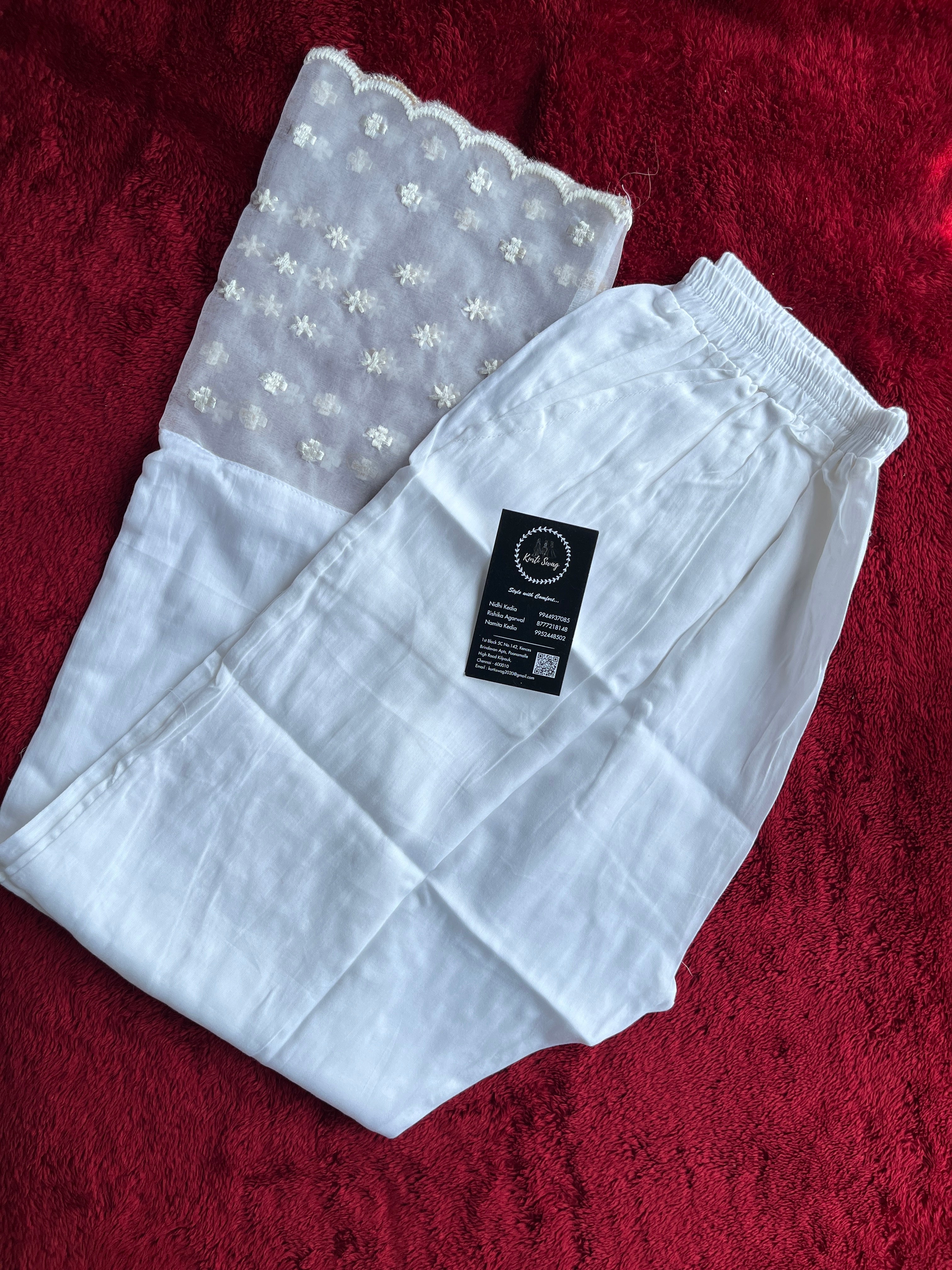 “SHREYA” White Pants With Organza Detailing ✨💕 | KurtiSwag