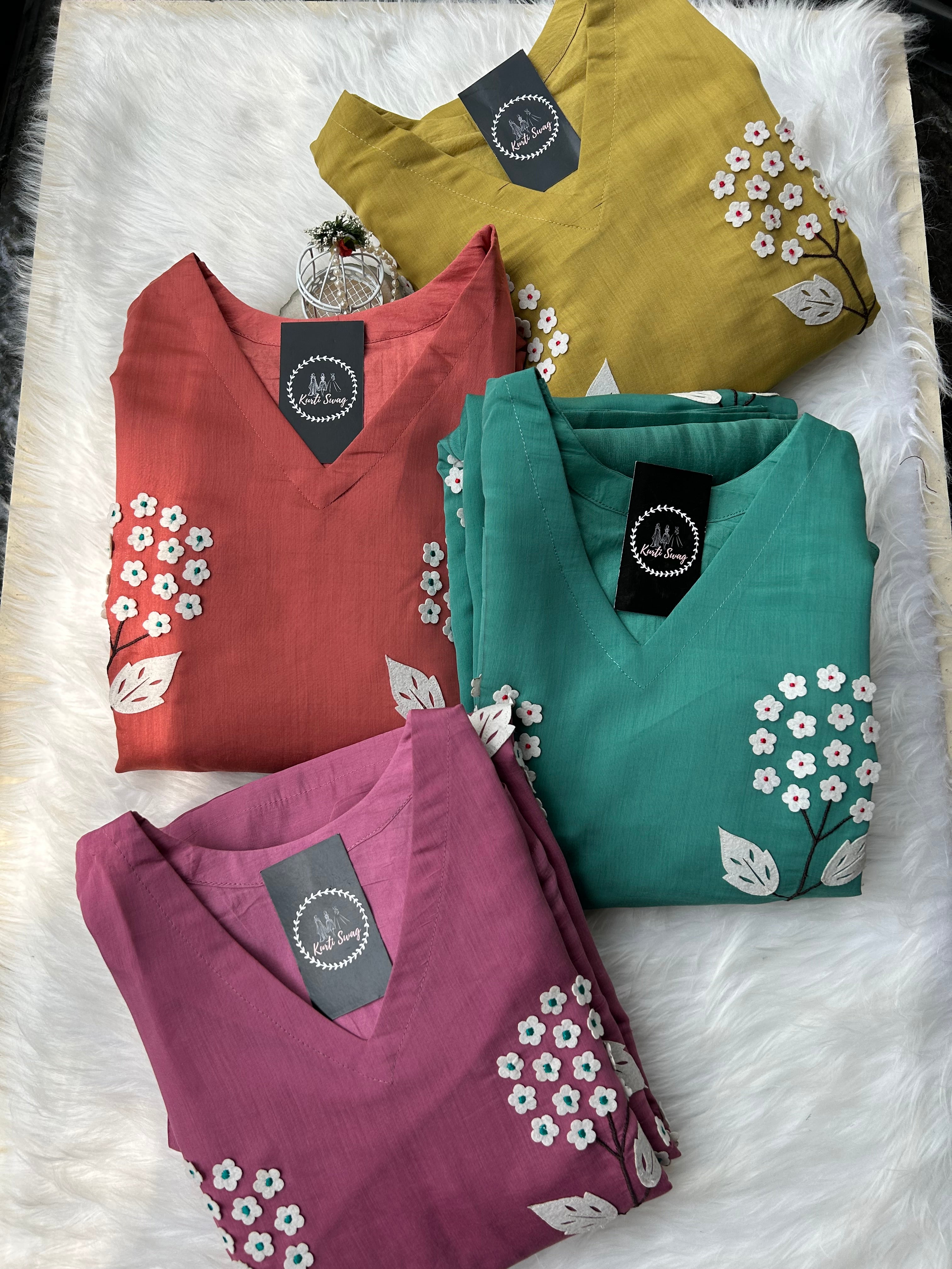 “The Flora Vibe” Premium Mul Chanderi Kurti Set✨💕 | KurtiSwag